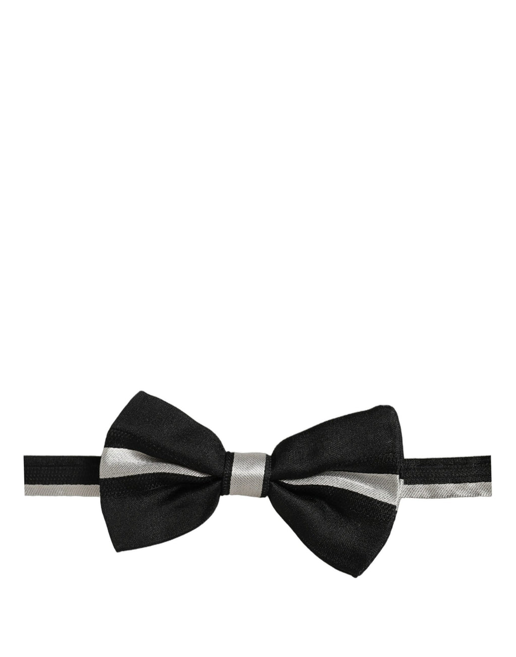 Dolce & Gabbana Schwarze Silberne 100% Seide Verstellbare Papillon Fliege