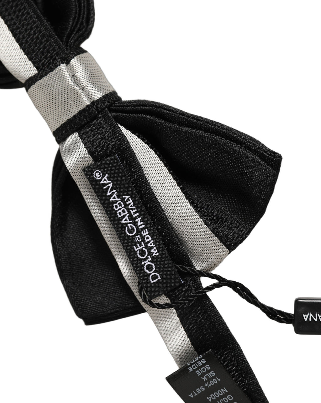 Dolce & Gabbana Schwarze Silberne 100% Seide Verstellbare Papillon Fliege