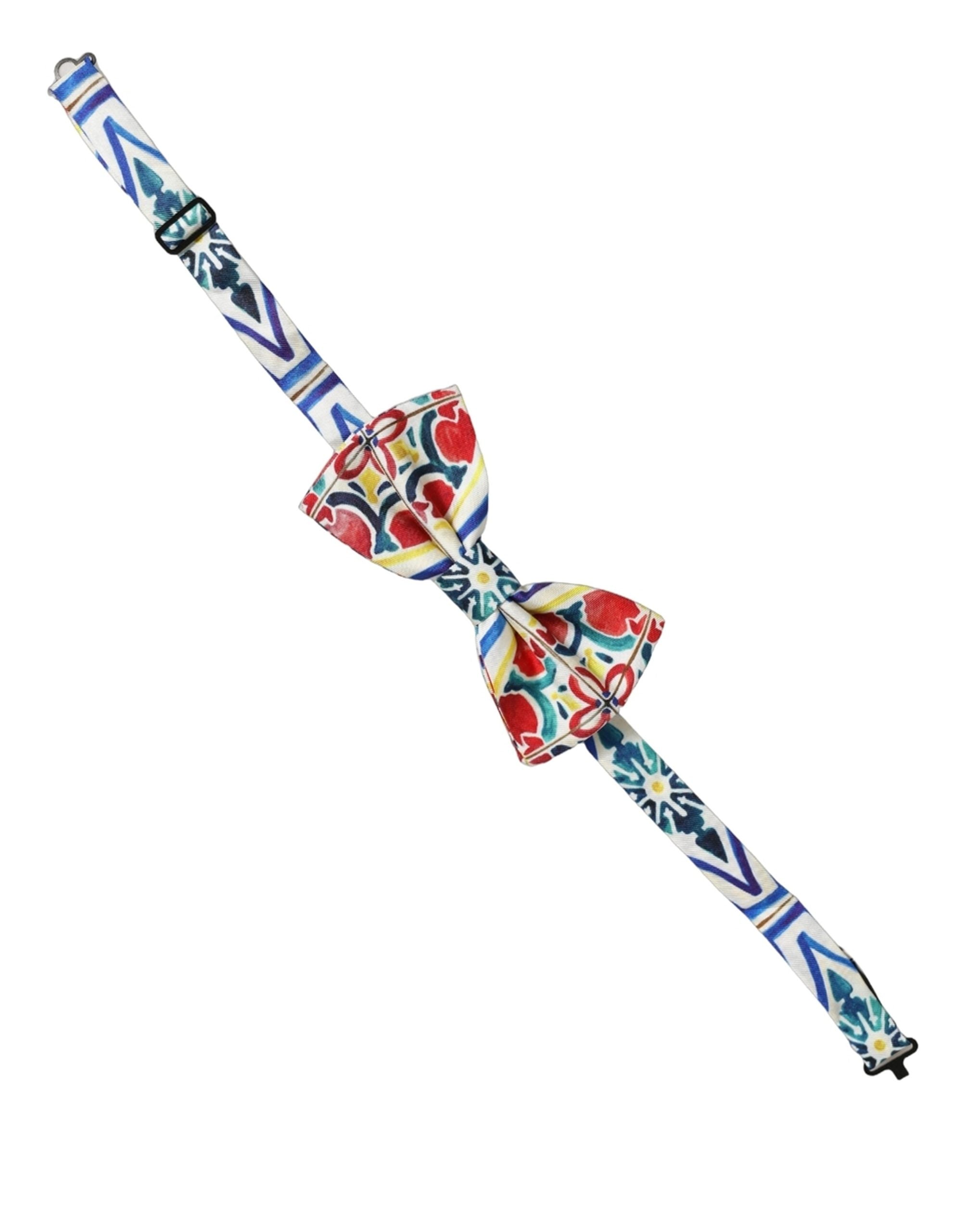 Dolce & Gabbana Herren Papillon-Fliege in Multicolor Majolica-Optik, verstellbar