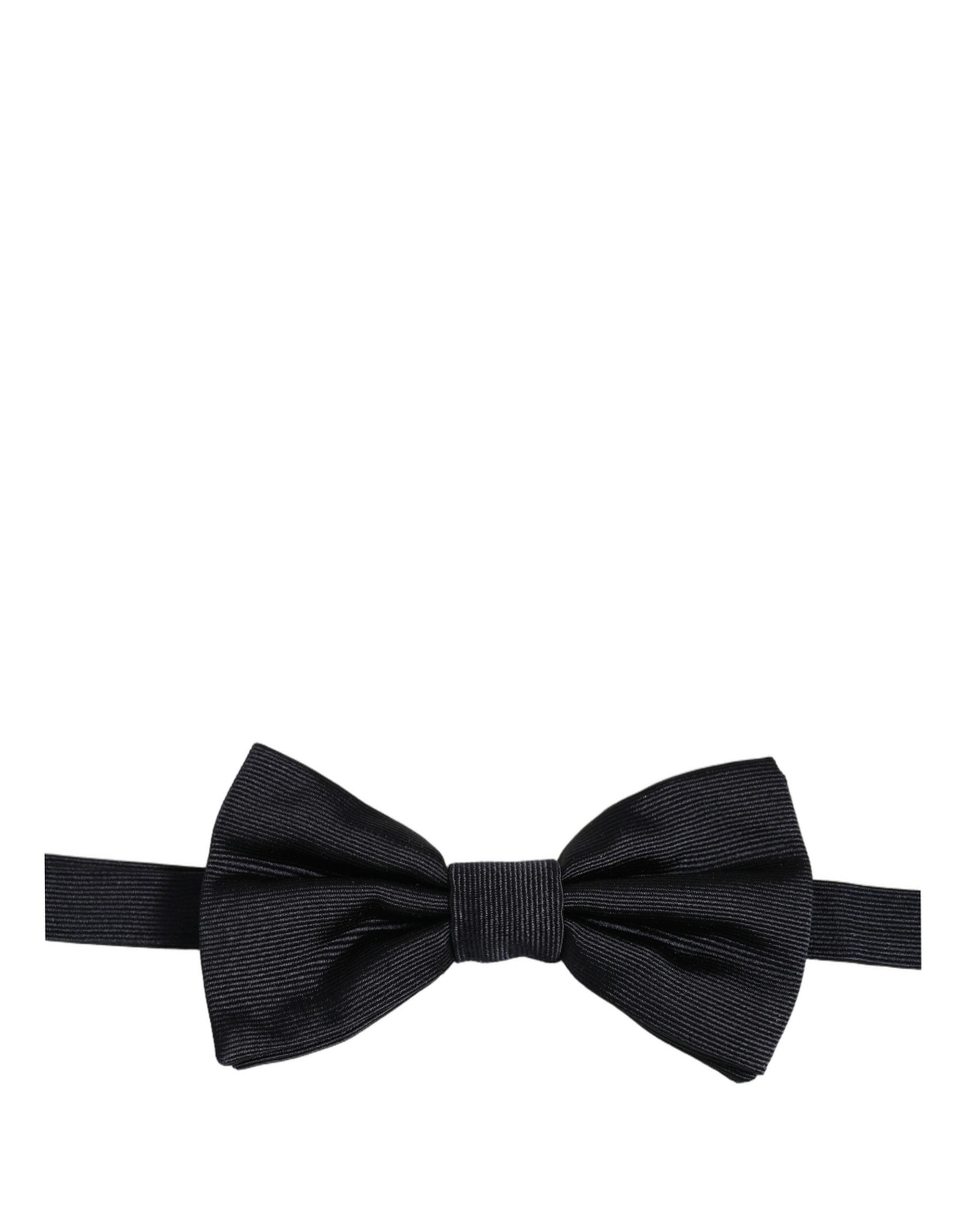 Dolce & Gabbana Herren Schwarze 100% Seide Verstellbare Krawatte Fliege