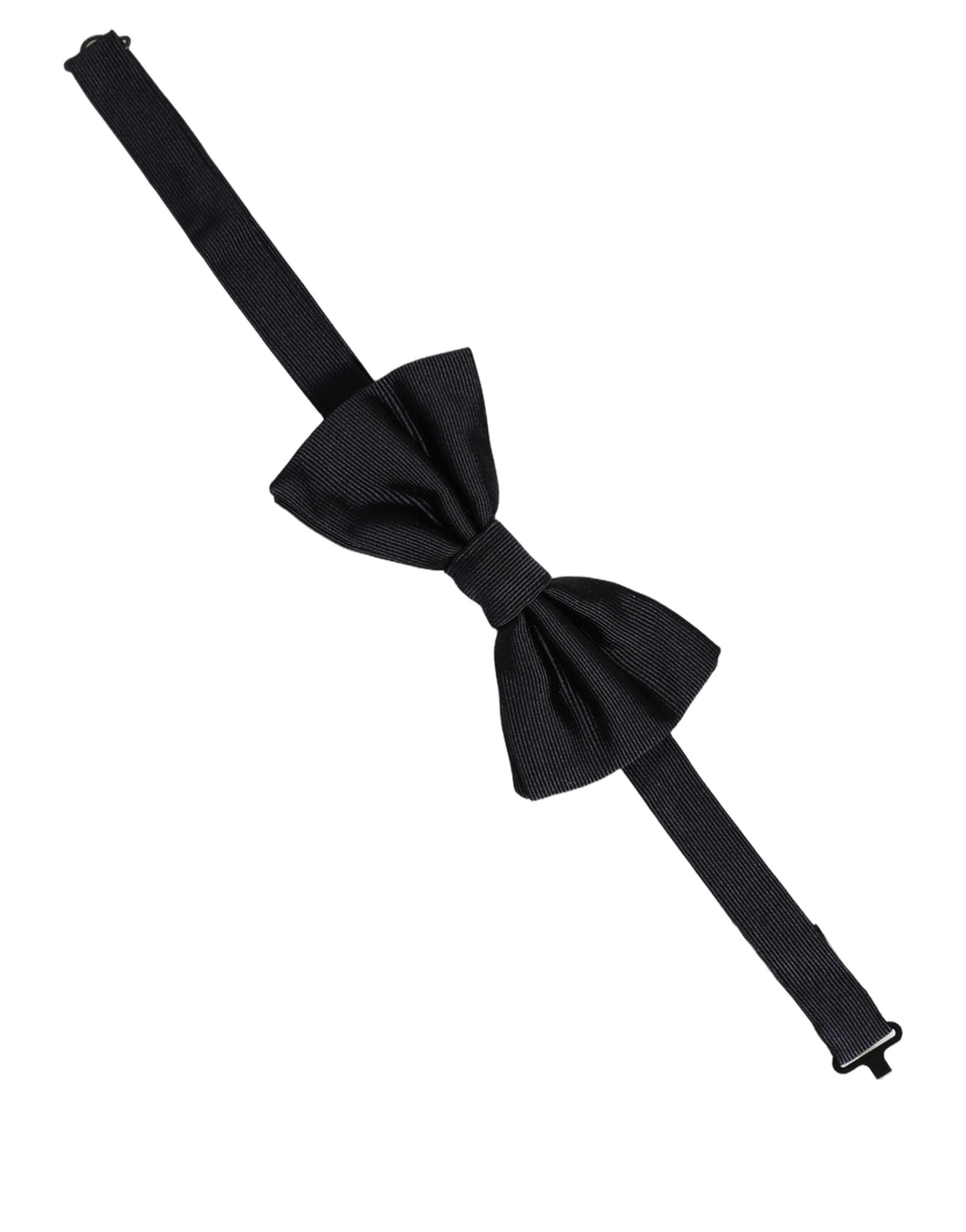 Dolce & Gabbana Herren Schwarze 100% Seide Verstellbare Krawatte Fliege