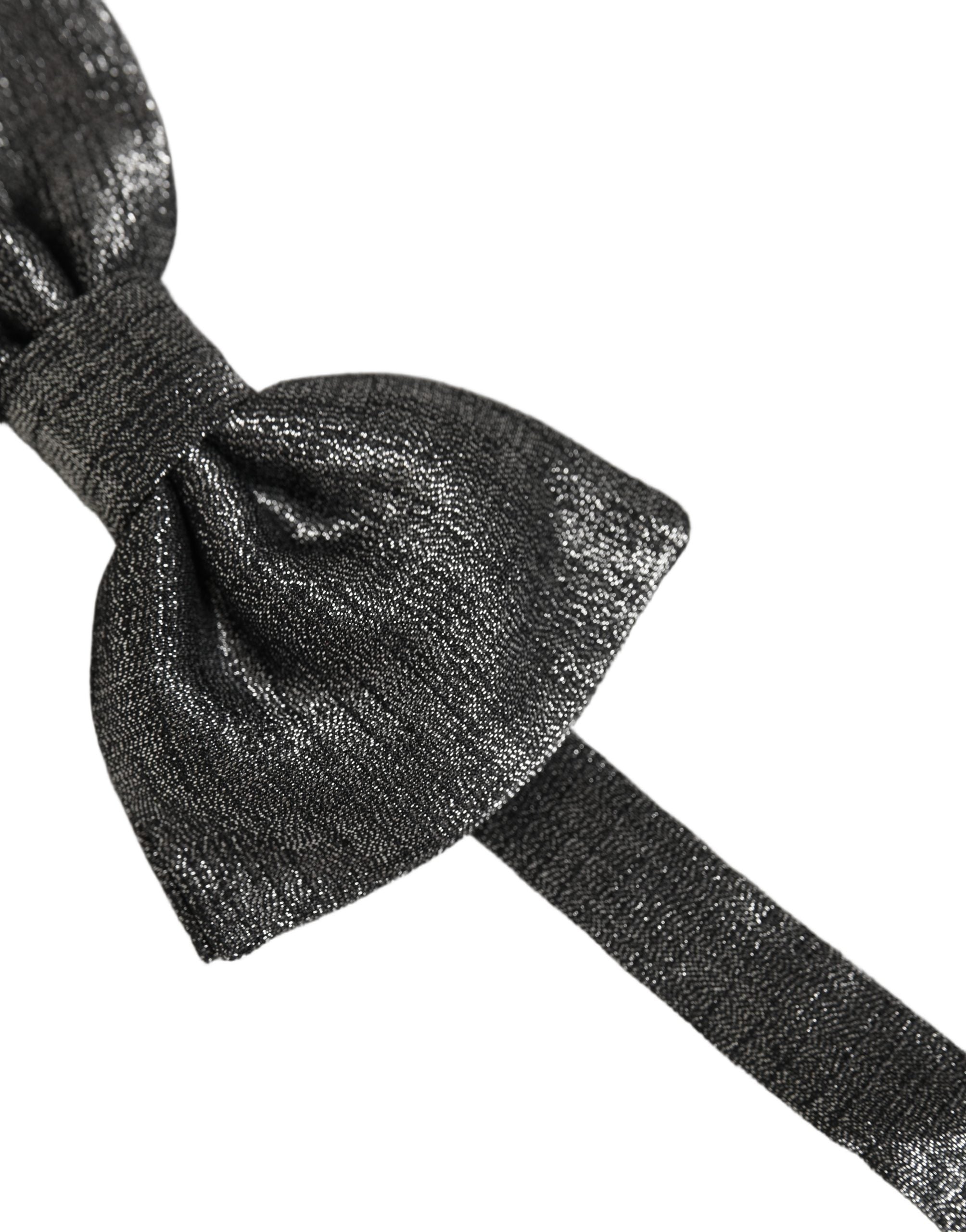 Dolce & Gabbana Herren Fliege aus Seide in Metallic-Schwarz, verstellbar