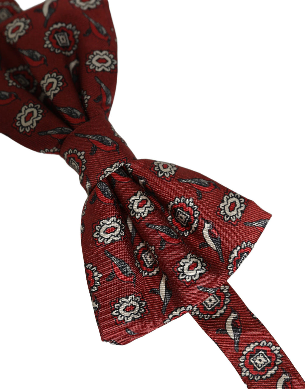 Dolce & Gabbana Herren Fliege Bordeaux Floral Verstellbar Papillon Krawatte