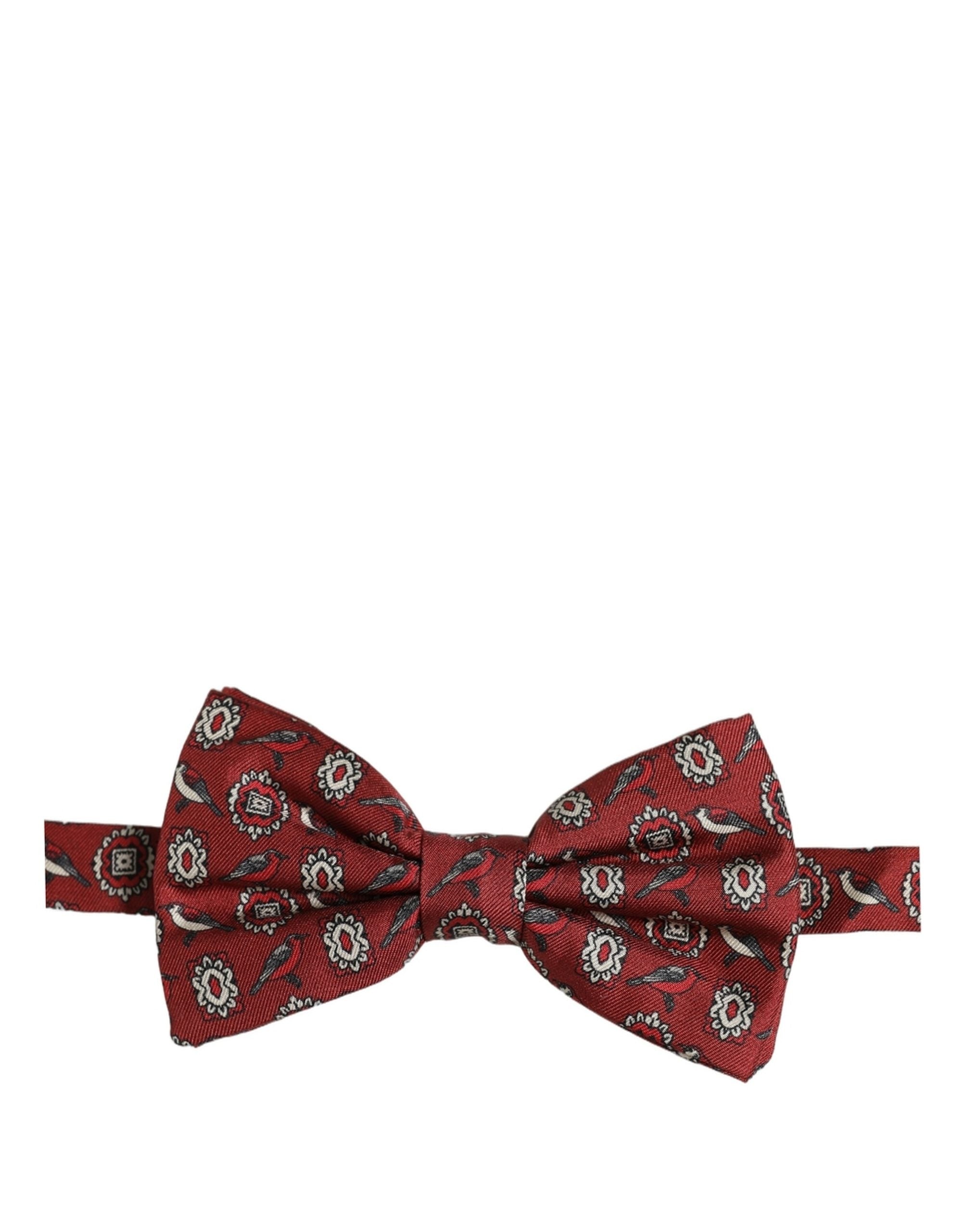Dolce & Gabbana Herren Fliege Bordeaux Floral Verstellbar Papillon Krawatte