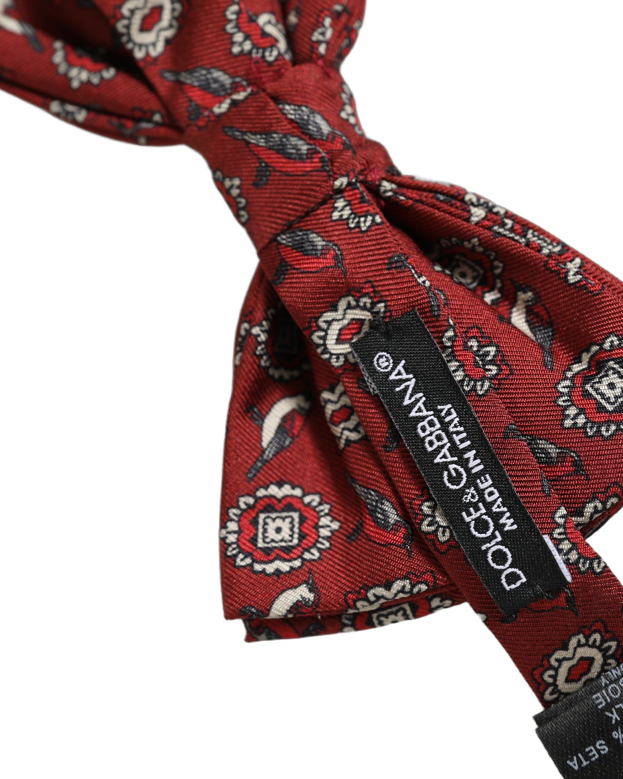 Dolce & Gabbana Herren Fliege Bordeaux Floral Verstellbar Papillon Krawatte