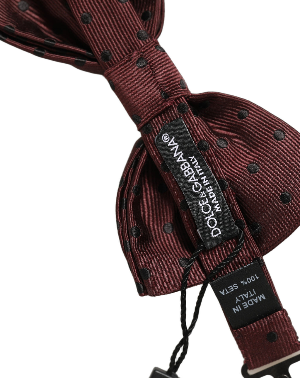 Dolce & Gabbana Burgunderfarbene Fliege mit Polka Dots aus Seide, verstellbar