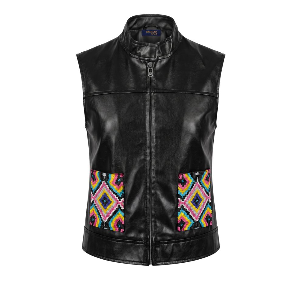 Trussardi Jeans Schwarze Damenjacke aus Polyester