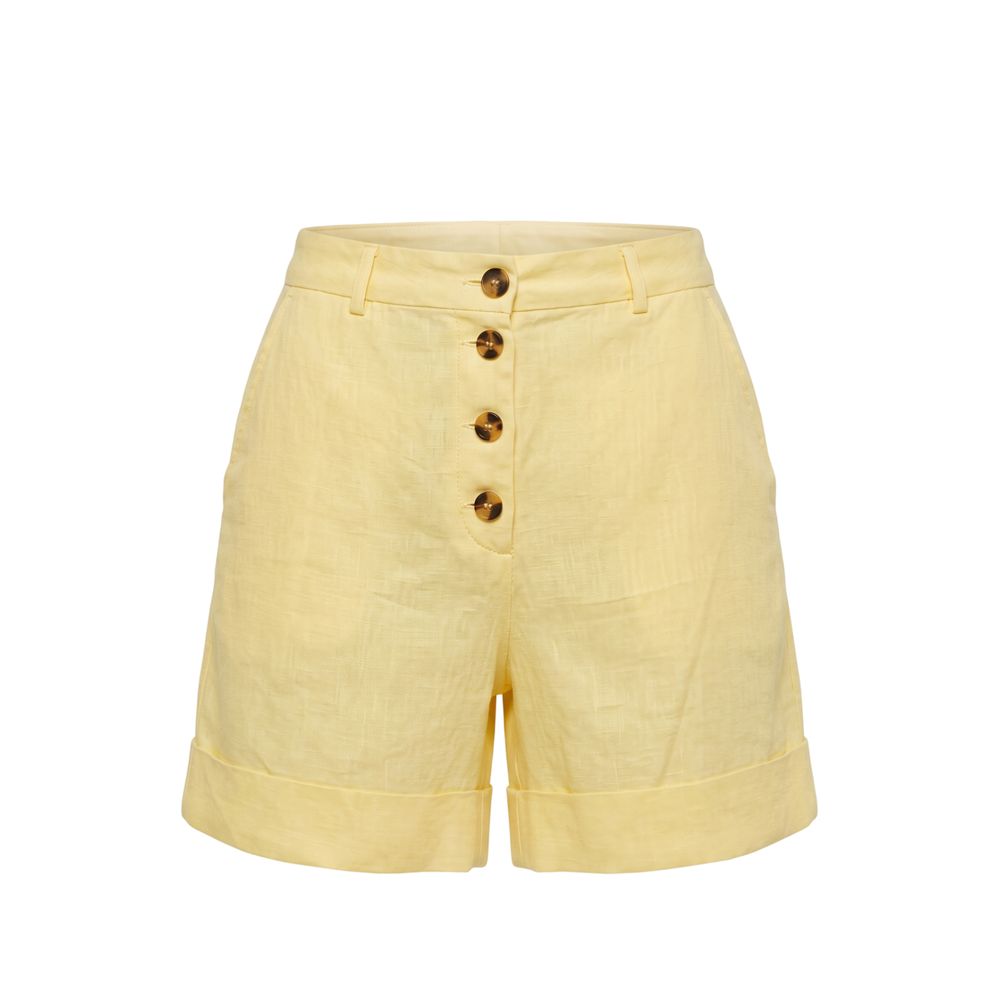 Trussardi Jeans Damen-Shorts aus gelbem Leinen