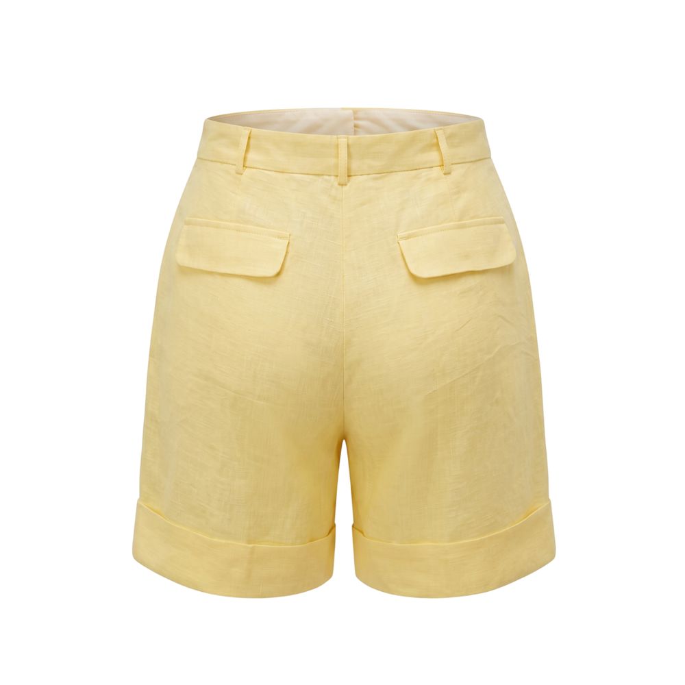 Trussardi Jeans Damen-Shorts aus gelbem Leinen