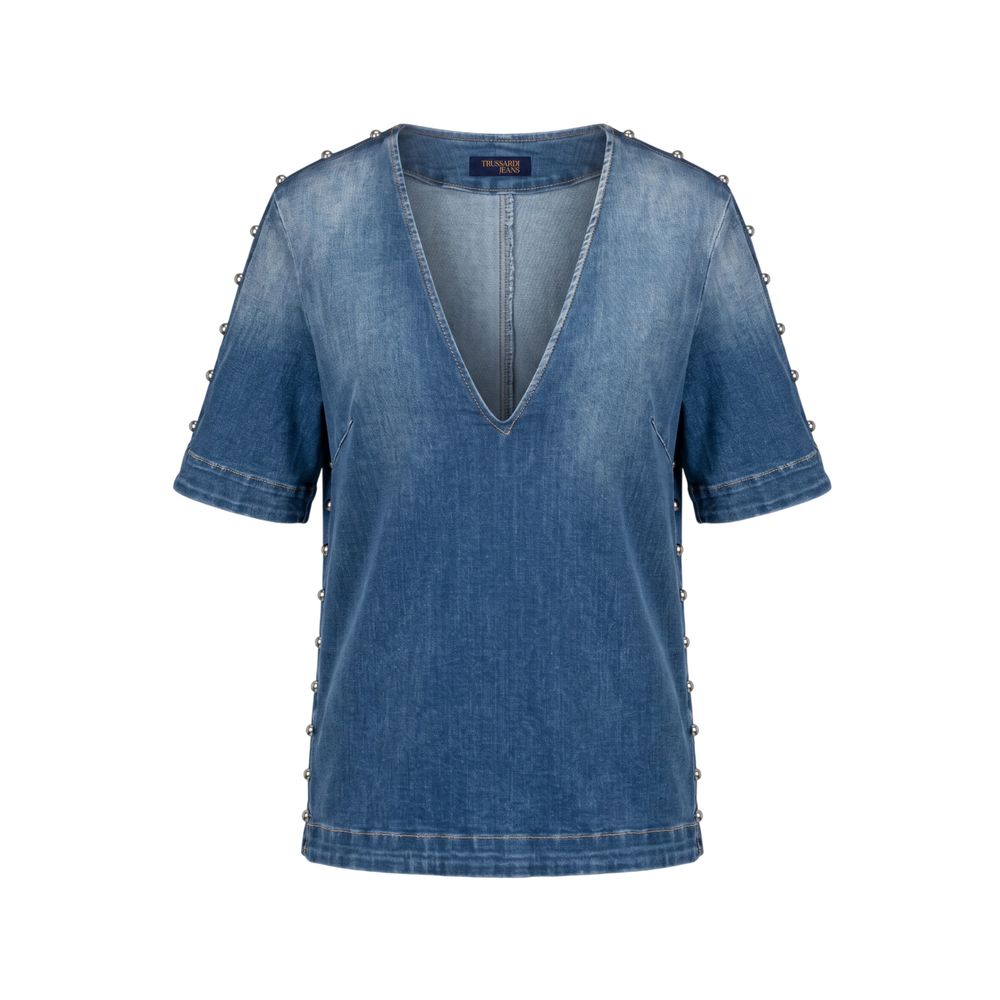 Trussardi Jeans Blaues Baumwollhemd für Frauen