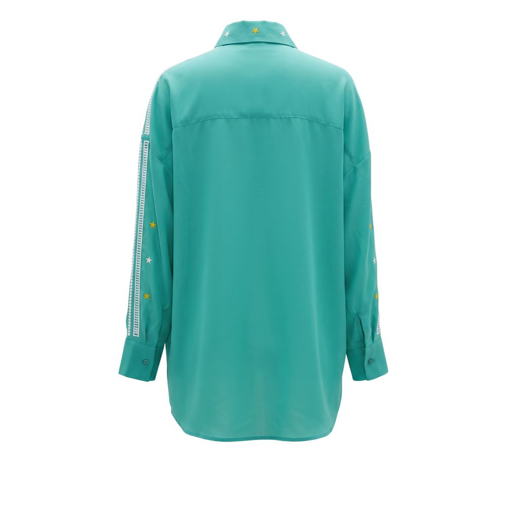Trussardi Jeans Grünes Damenhemd aus Polyester