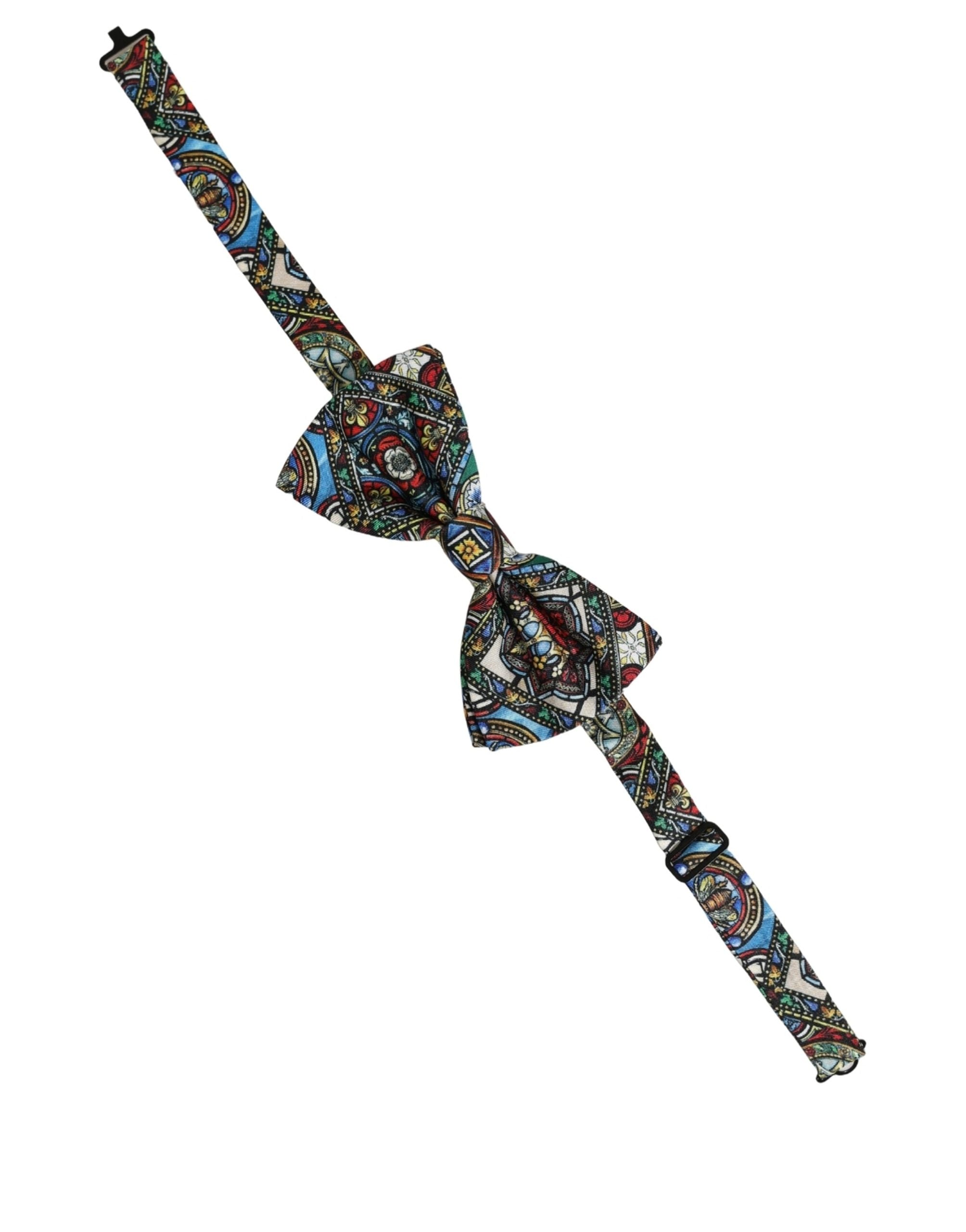 Dolce & Gabbana Herren Papillon-Fliege in Multicolor mit verstellbarem Nackenband aus Sizilien