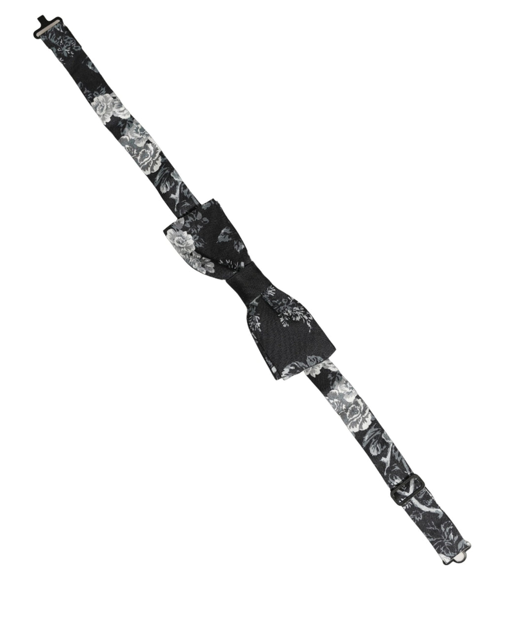 Dolce & Gabbana Schwarze Seiden-Fliege mit Blumenmuster und verstellbarem Band für Herren