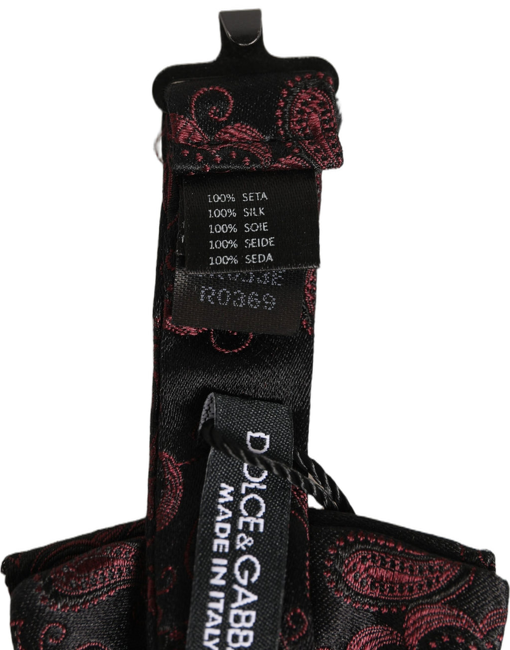 Dolce & Gabbana Burgunder Paisley Seiden-Fliege mit verstellbarem Band