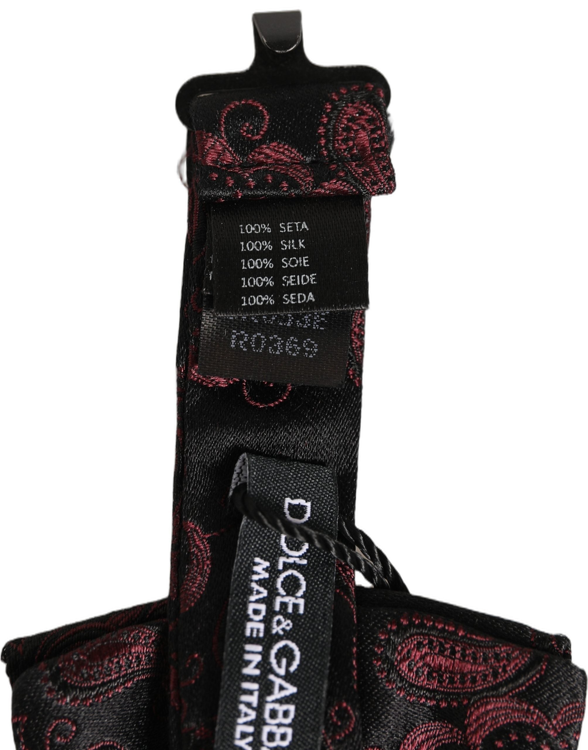 Dolce & Gabbana Burgunder Paisley Seiden-Fliege mit verstellbarem Band