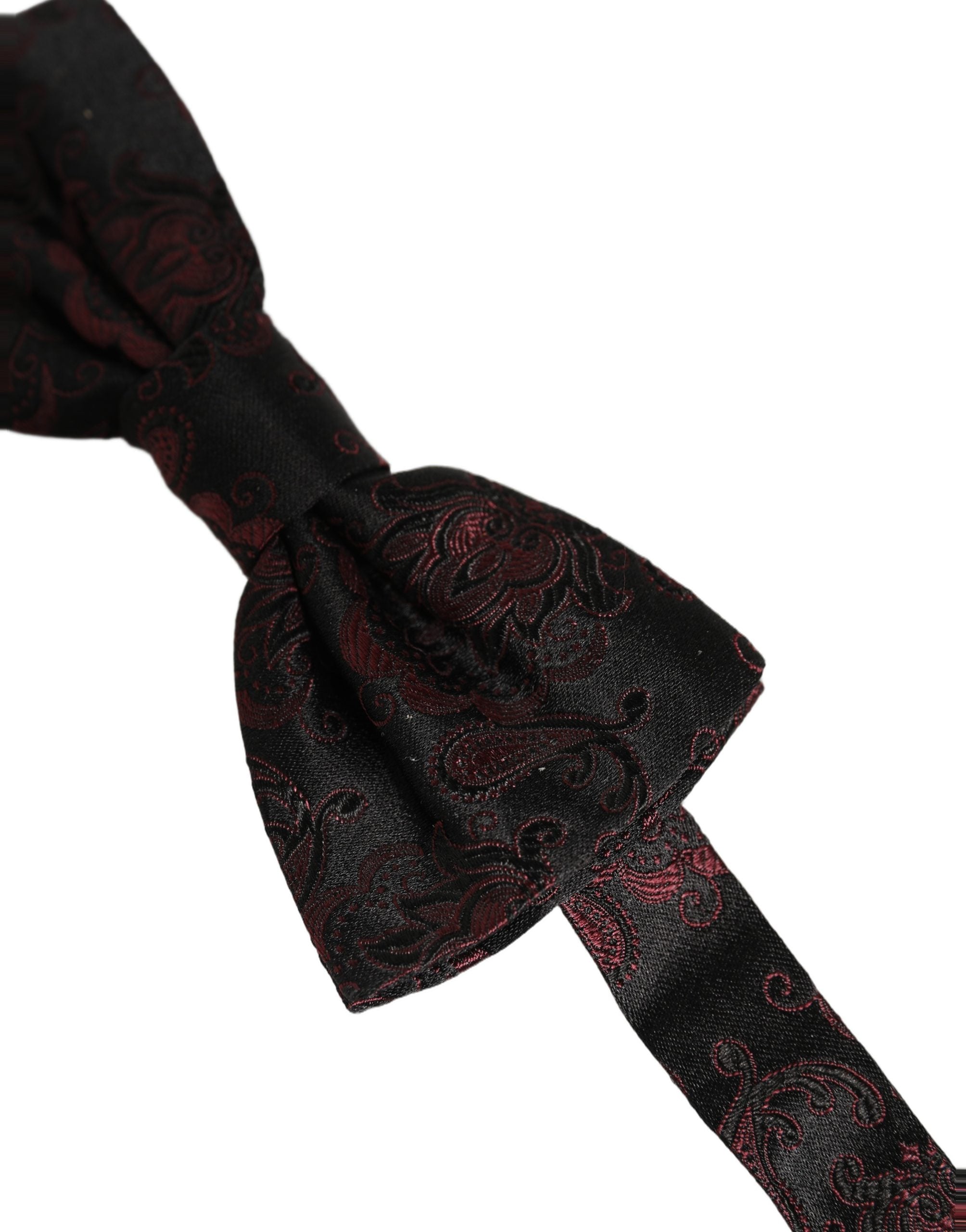 Dolce & Gabbana Burgunder Paisley Seiden-Fliege mit verstellbarem Band
