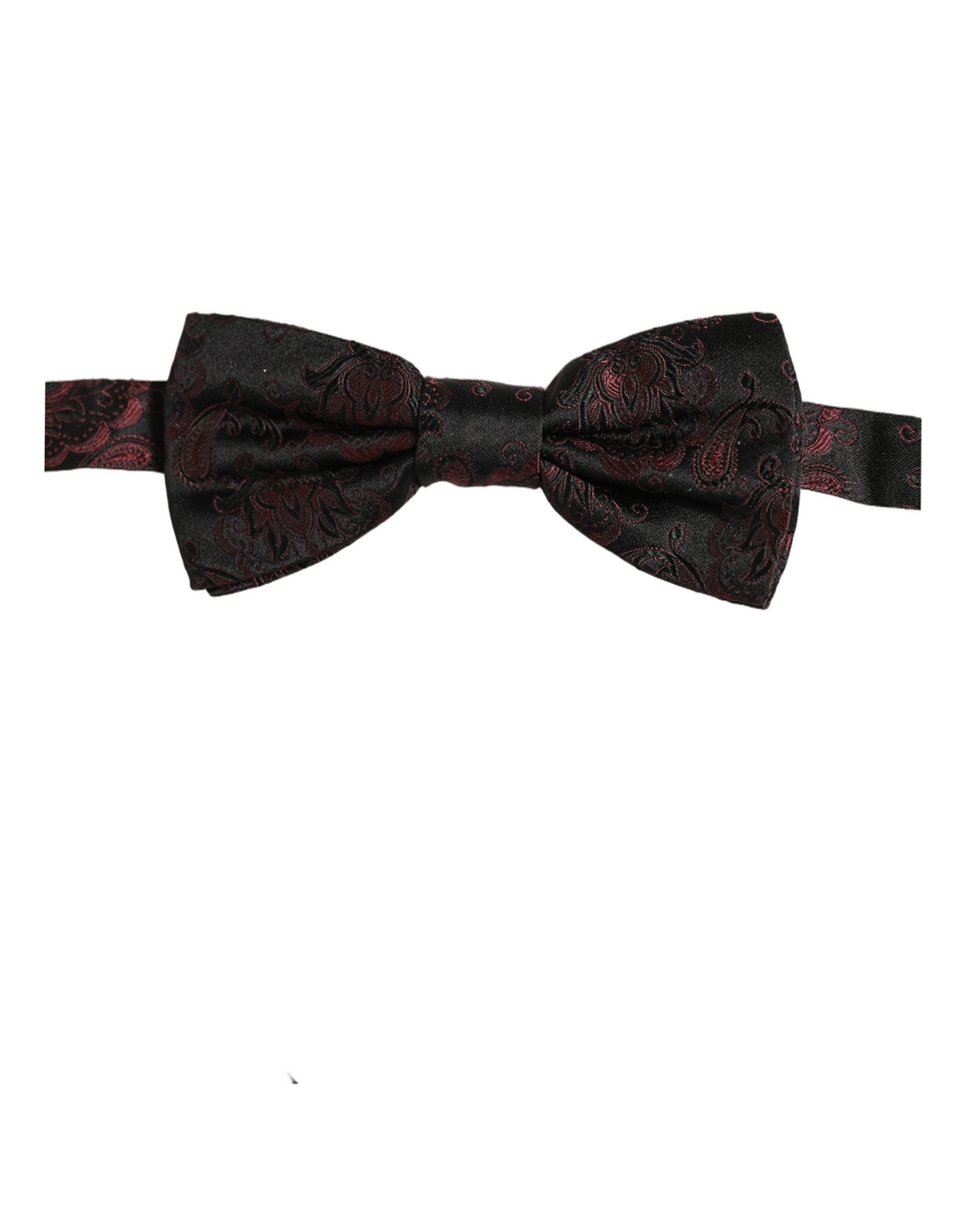 Dolce & Gabbana Burgunder Paisley Seiden-Fliege mit verstellbarem Band