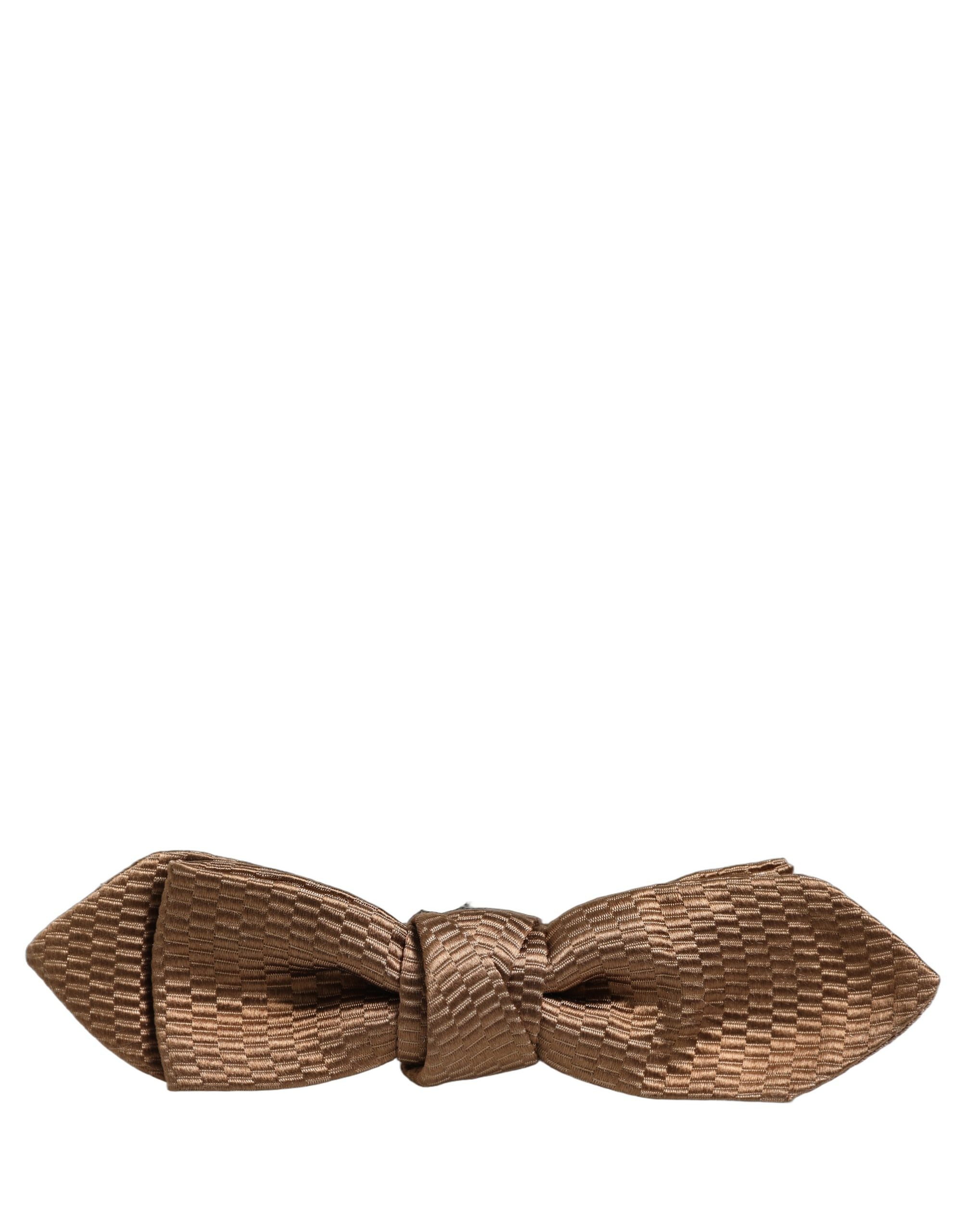 Dolce & Gabbana Herren Fliege aus braun-goldenem Seidenstoff, verstellbar