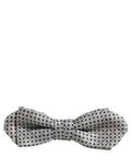 Dolce & Gabbana Herren Fliege mit silbernen und schwarzen Polka Dots, verstellbar