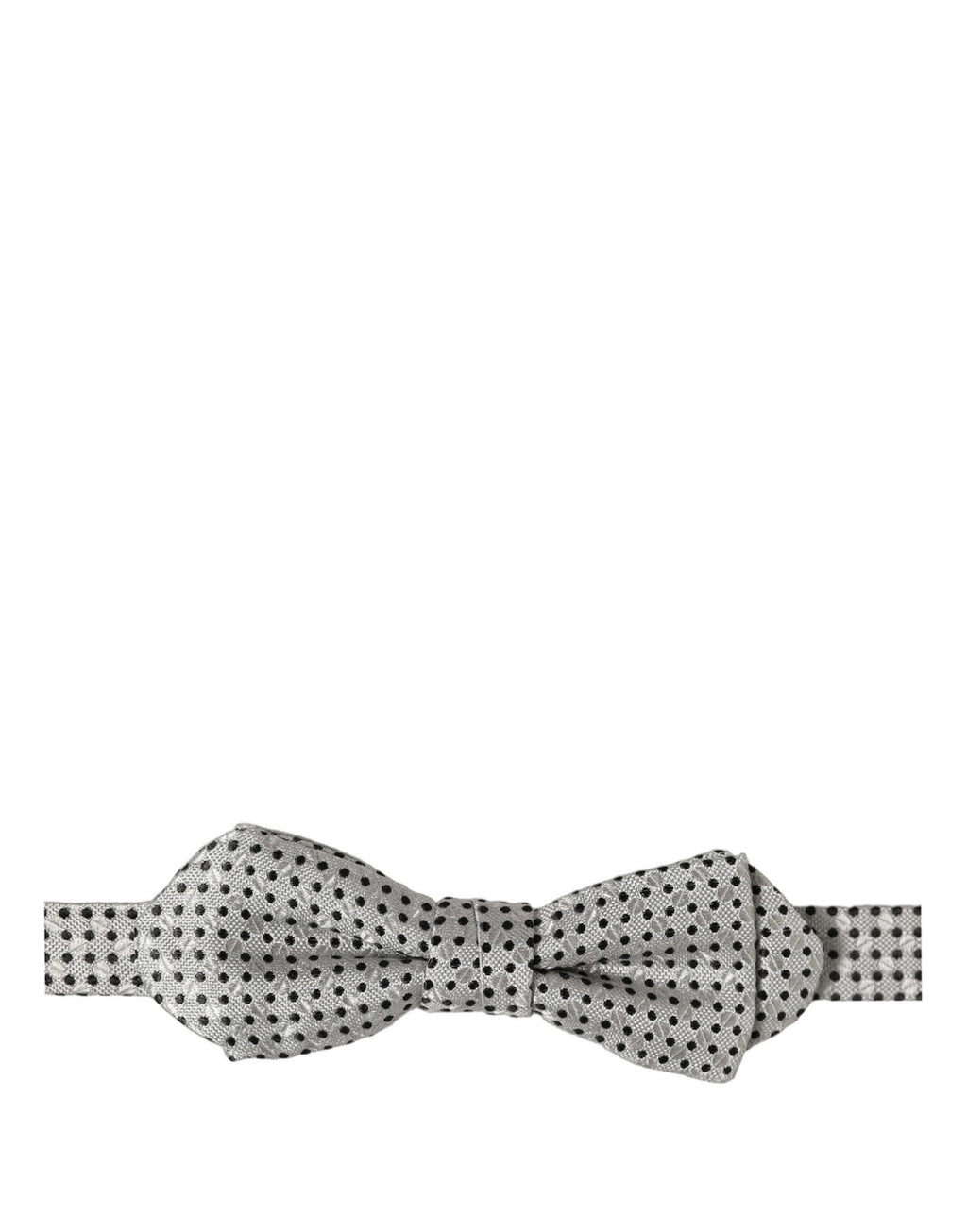 Dolce & Gabbana Herren Fliege mit silbernen und schwarzen Polka Dots, verstellbar