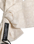 Dolce & Gabbana Herren weiße Jacquard-Seide, verstellbare Krawatte Fliege