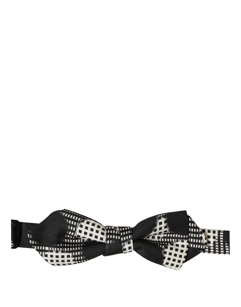 Dolce & Gabbana Schwarz-weiße Karomuster, verstellbare Hals-Papillon-Fliege
