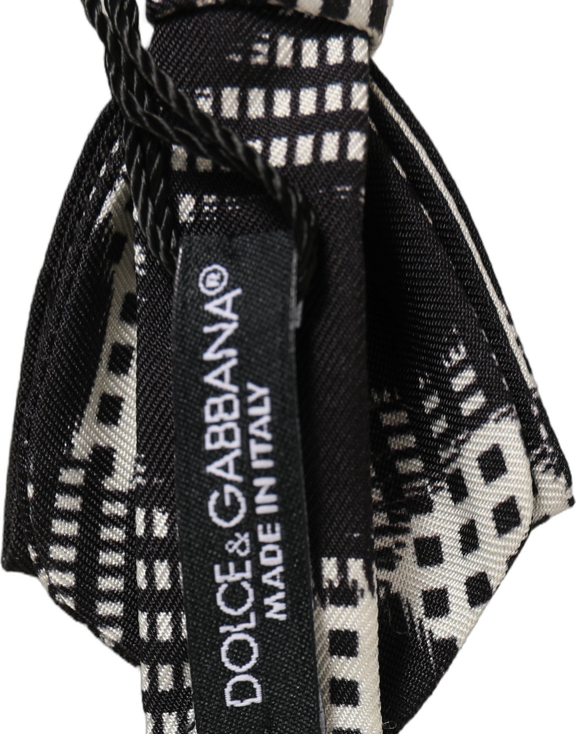 Dolce & Gabbana Schwarz-weiße Karomuster, verstellbare Hals-Papillon-Fliege