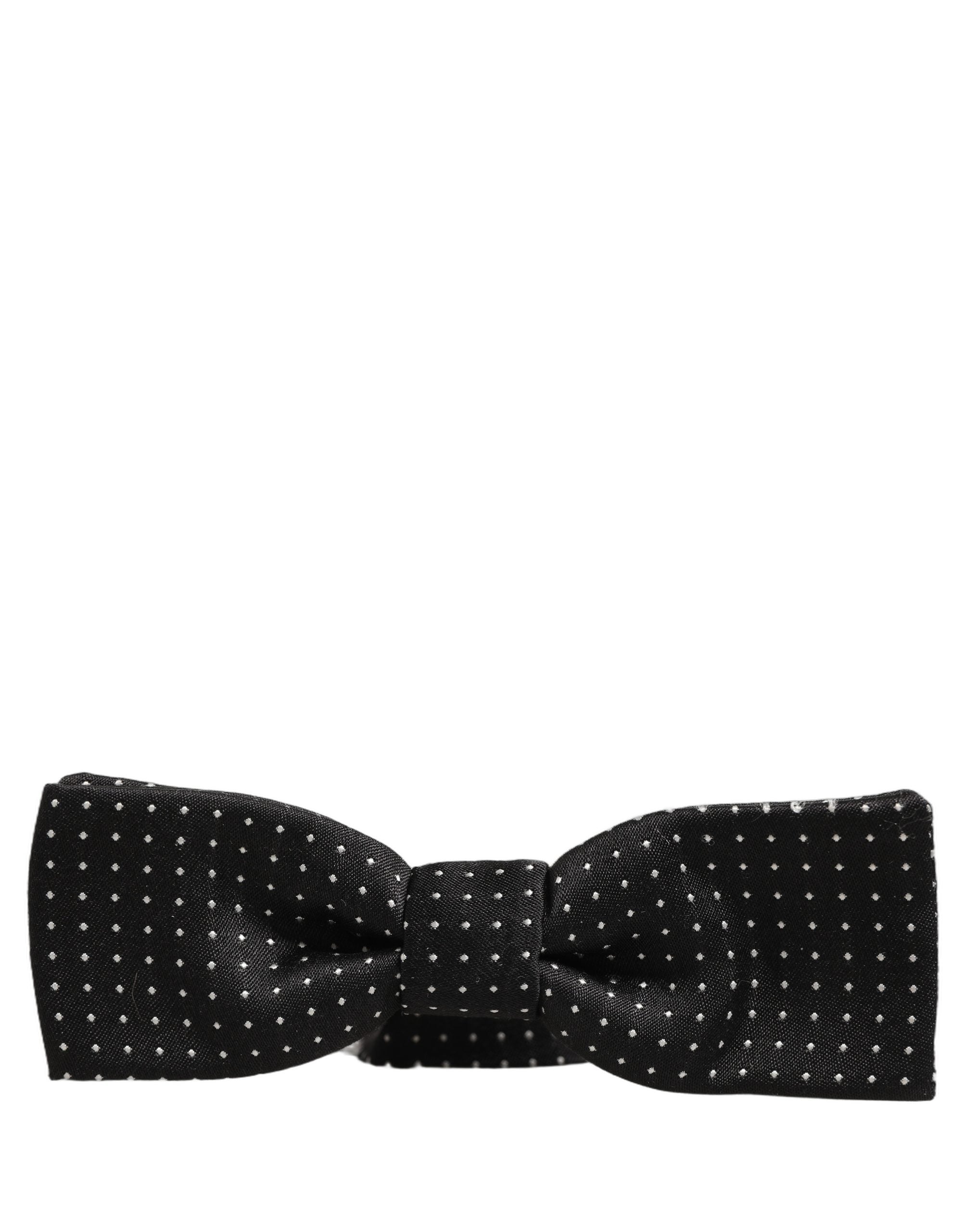 Dolce & Gabbana Schwarze und weiße gepunktete, verstellbare Papillon-Fliege