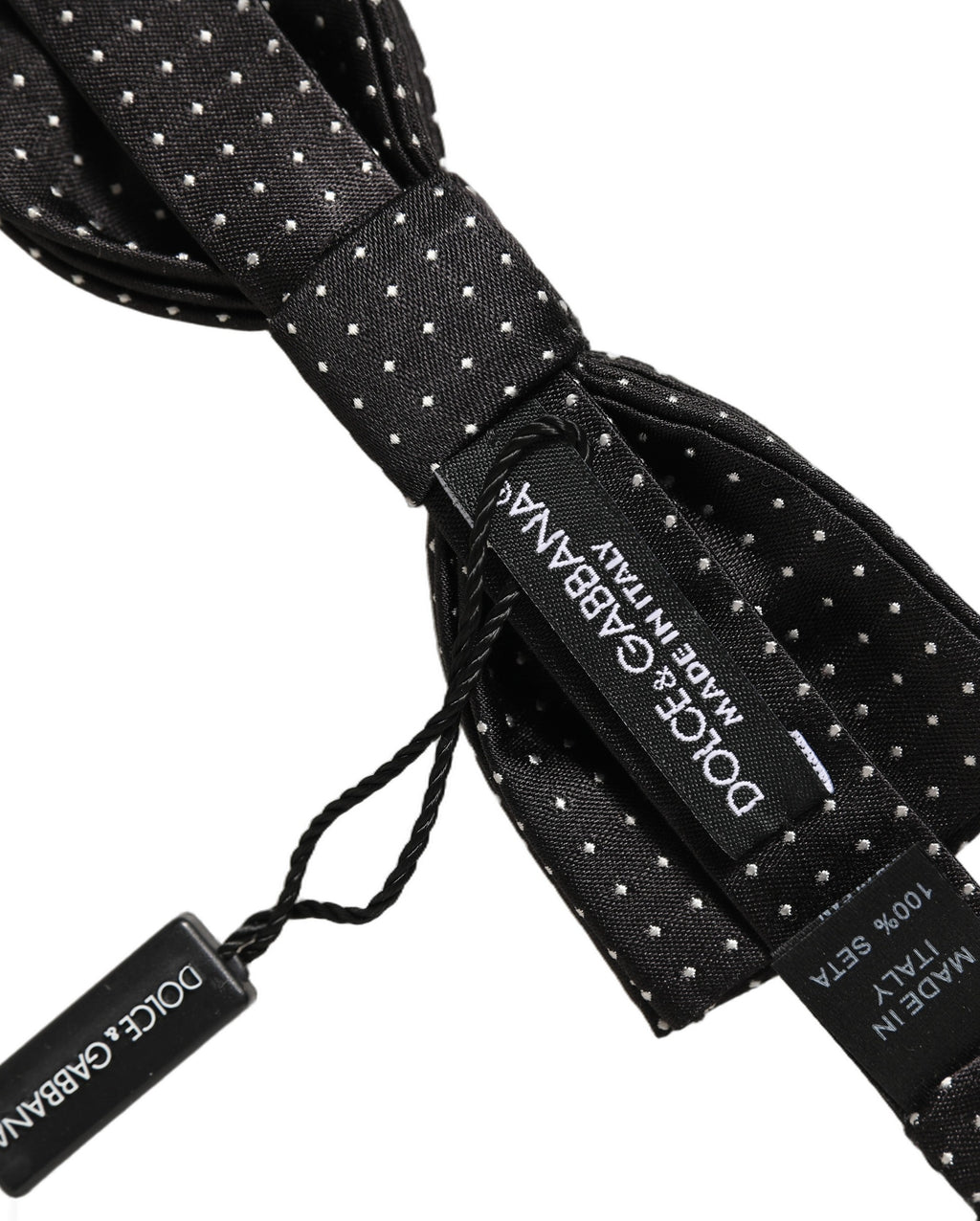 Dolce & Gabbana Schwarze und weiße gepunktete, verstellbare Papillon-Fliege