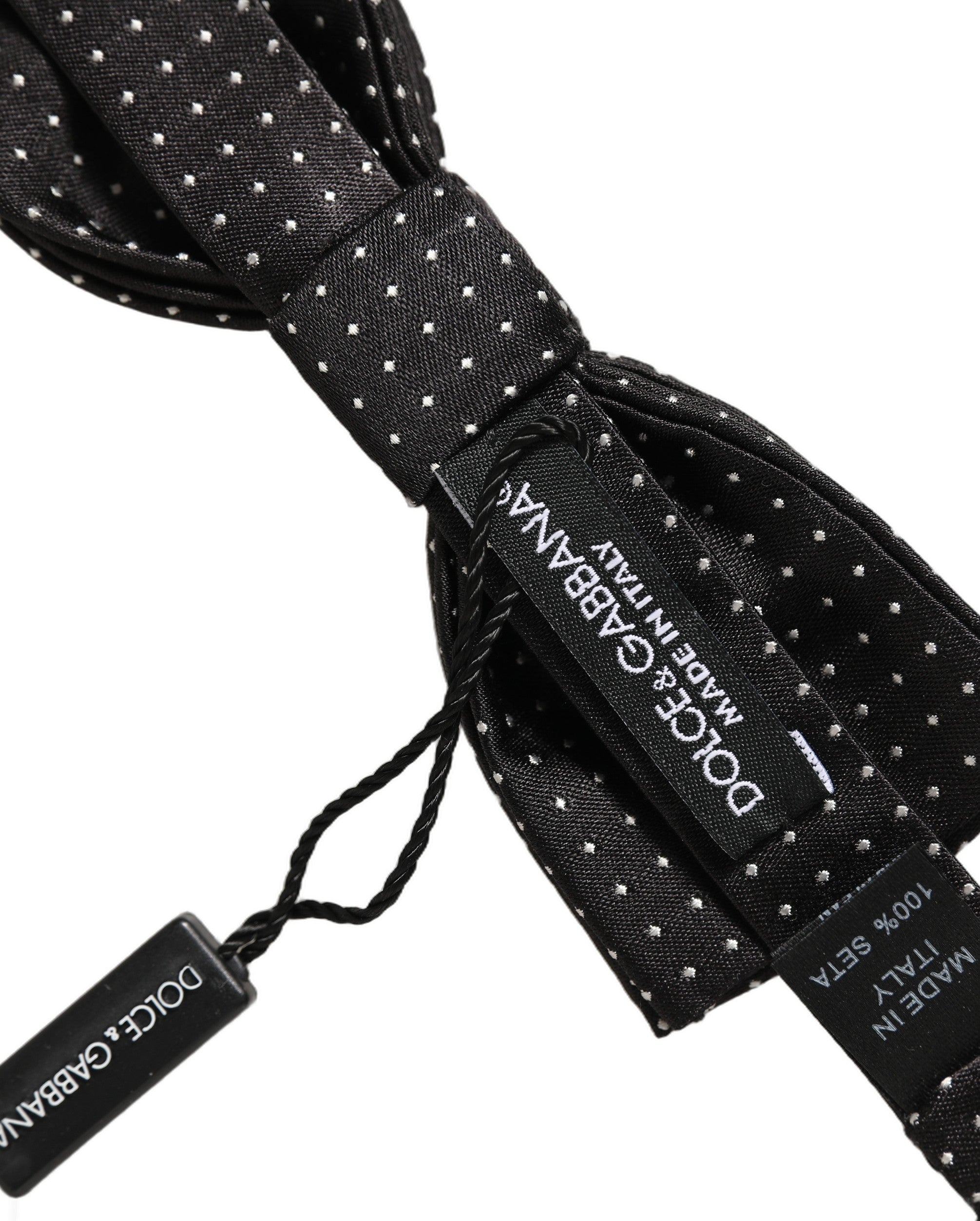 Dolce & Gabbana Schwarze und weiße gepunktete, verstellbare Papillon-Fliege