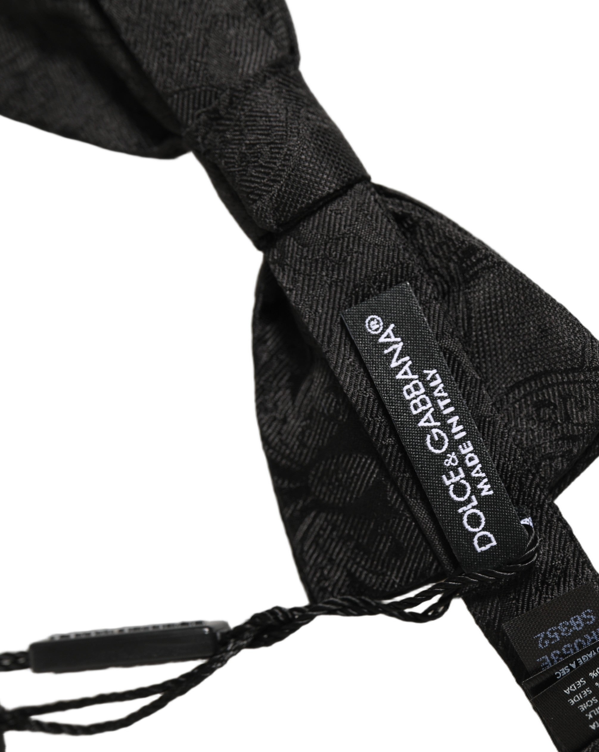 Dolce & Gabbana Herren Schwarze Paisley Seide Verstellbare Krawatte Fliege