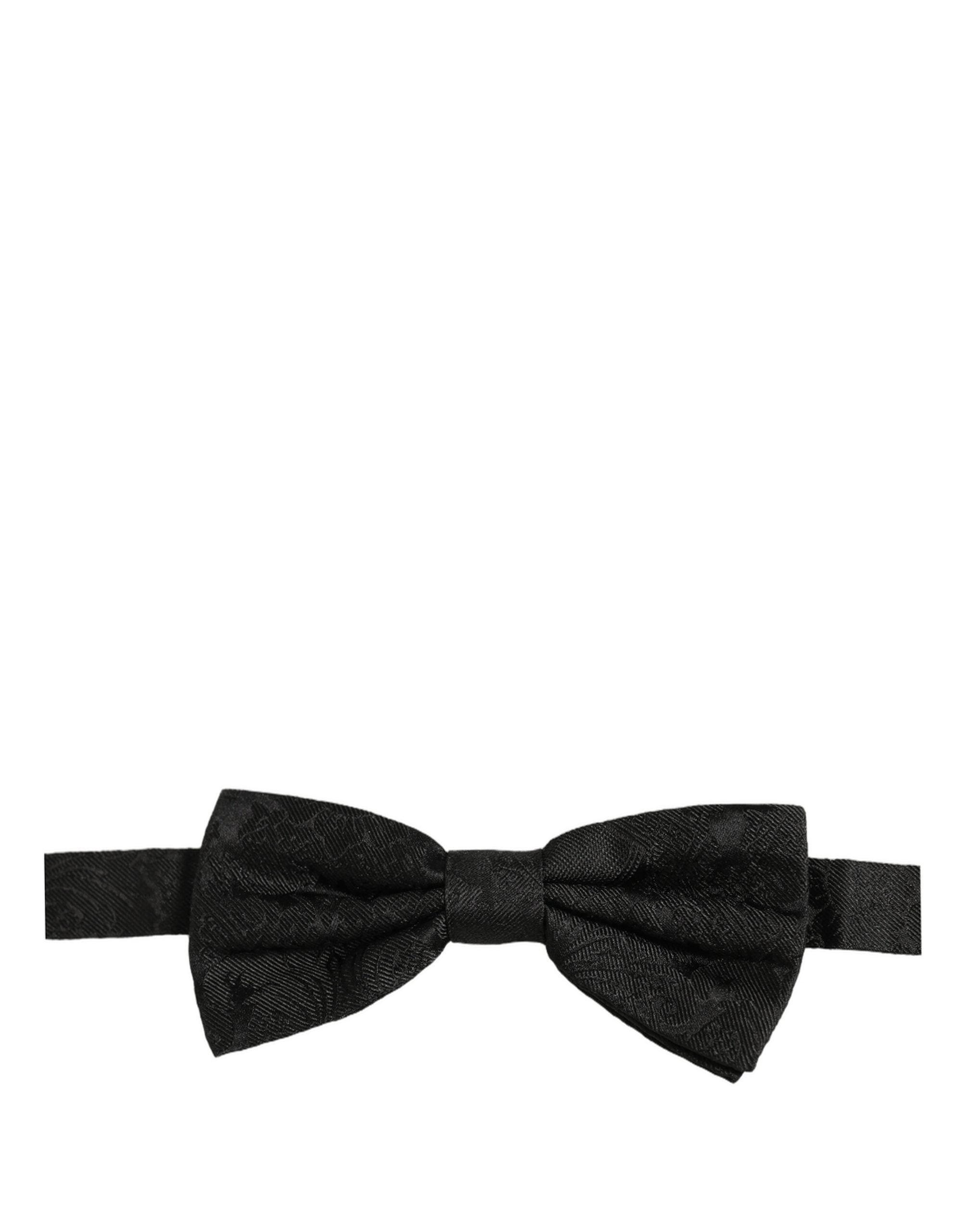 Dolce & Gabbana Herren Schwarze Paisley Seide Verstellbare Krawatte Fliege