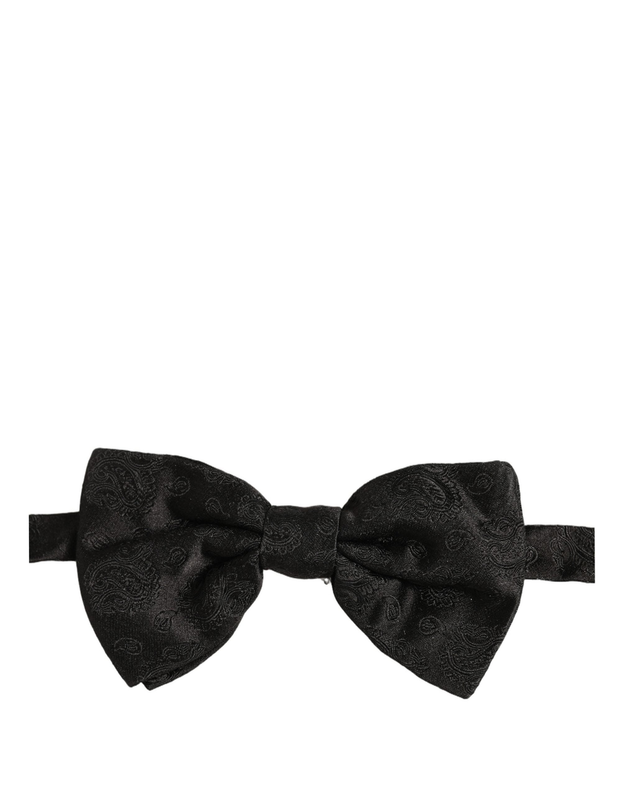 Dolce & Gabbana Herren Schwarze Paisley Seide Verstellbare Krawatte Fliege