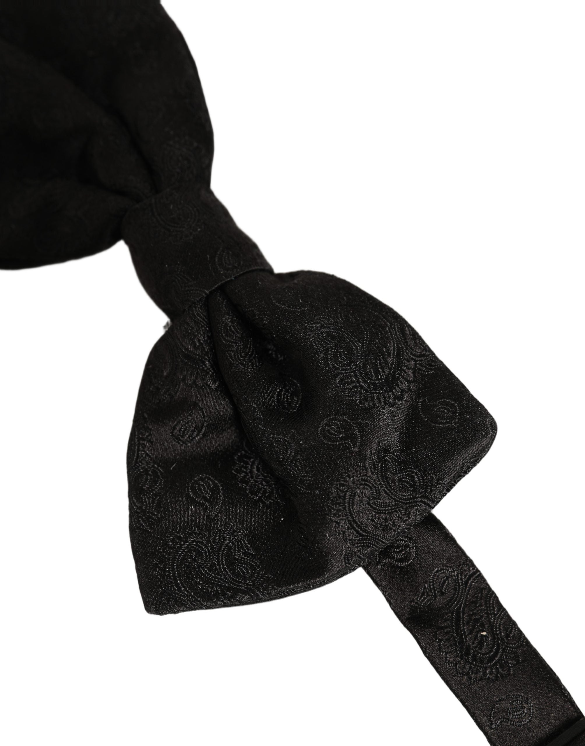 Dolce & Gabbana Herren Schwarze Paisley Seide Verstellbare Krawatte Fliege