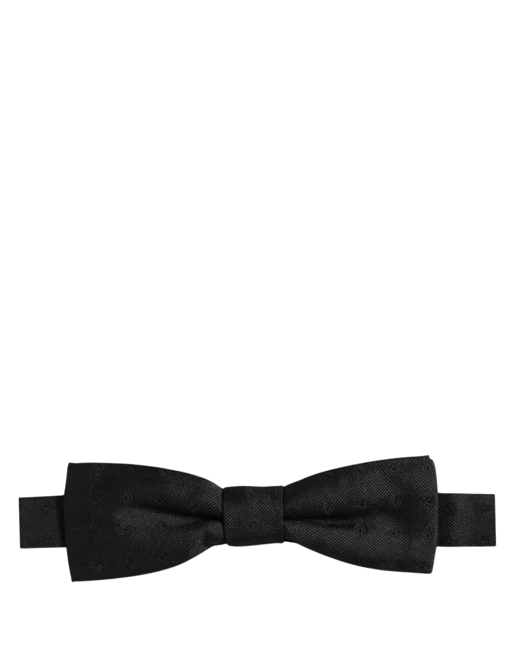 Dolce & Gabbana Herren Schwarze 100% Seide Verstellbare Krawatte Fliege