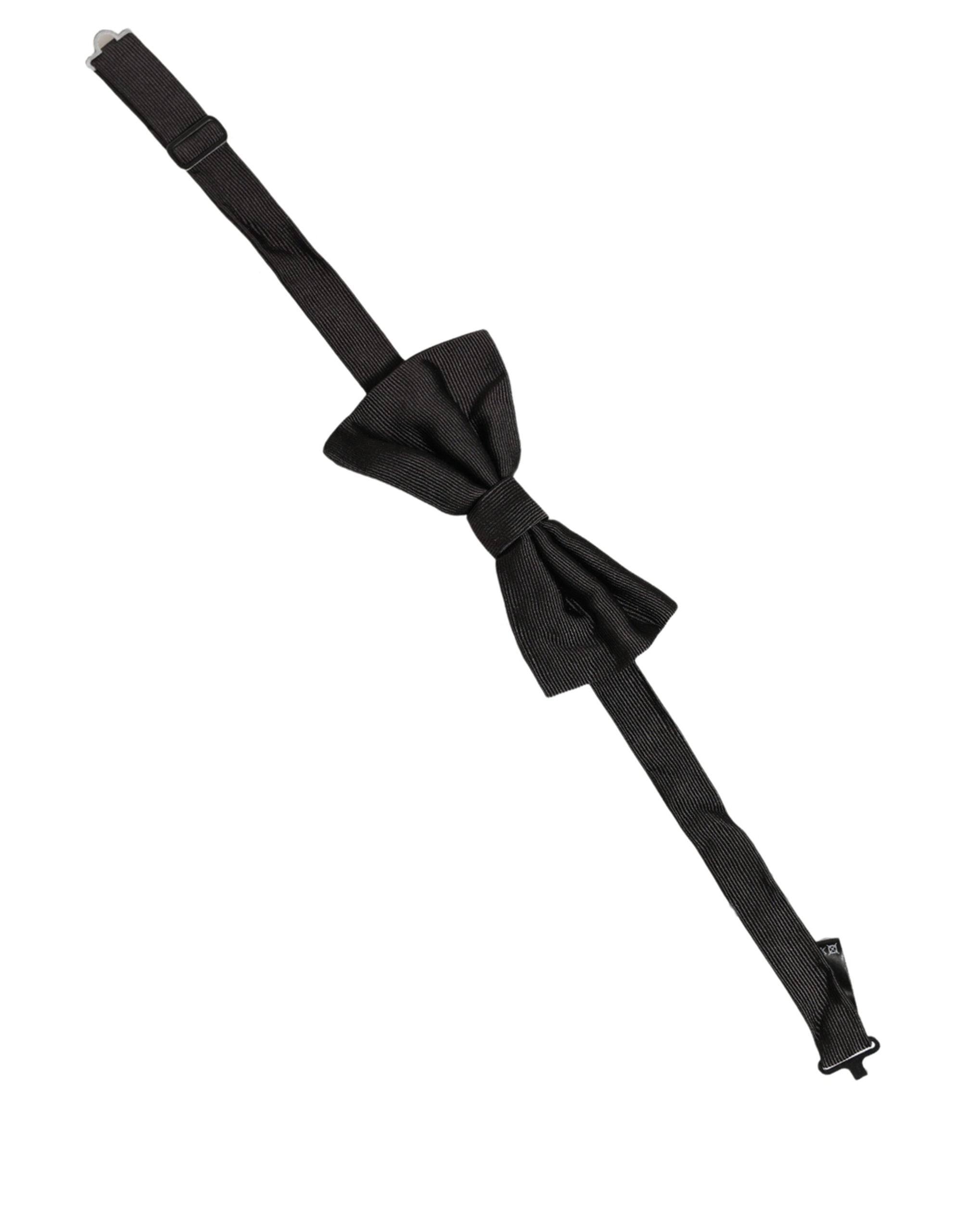 Dolce & Gabbana Herren Schwarze 100% Seide Verstellbare Krawatte Fliege