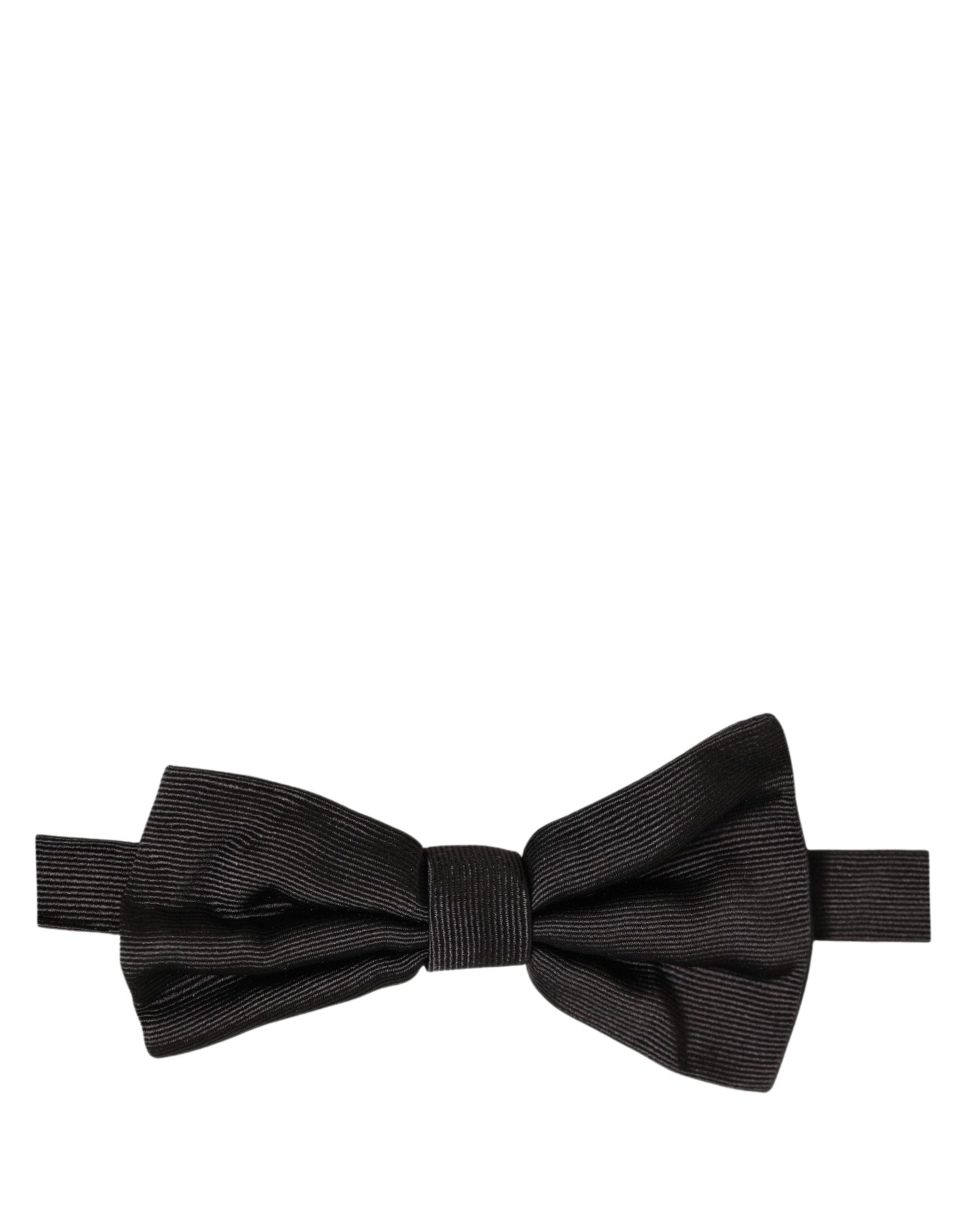 Dolce & Gabbana Herren Schwarze 100% Seide Verstellbare Krawatte Fliege