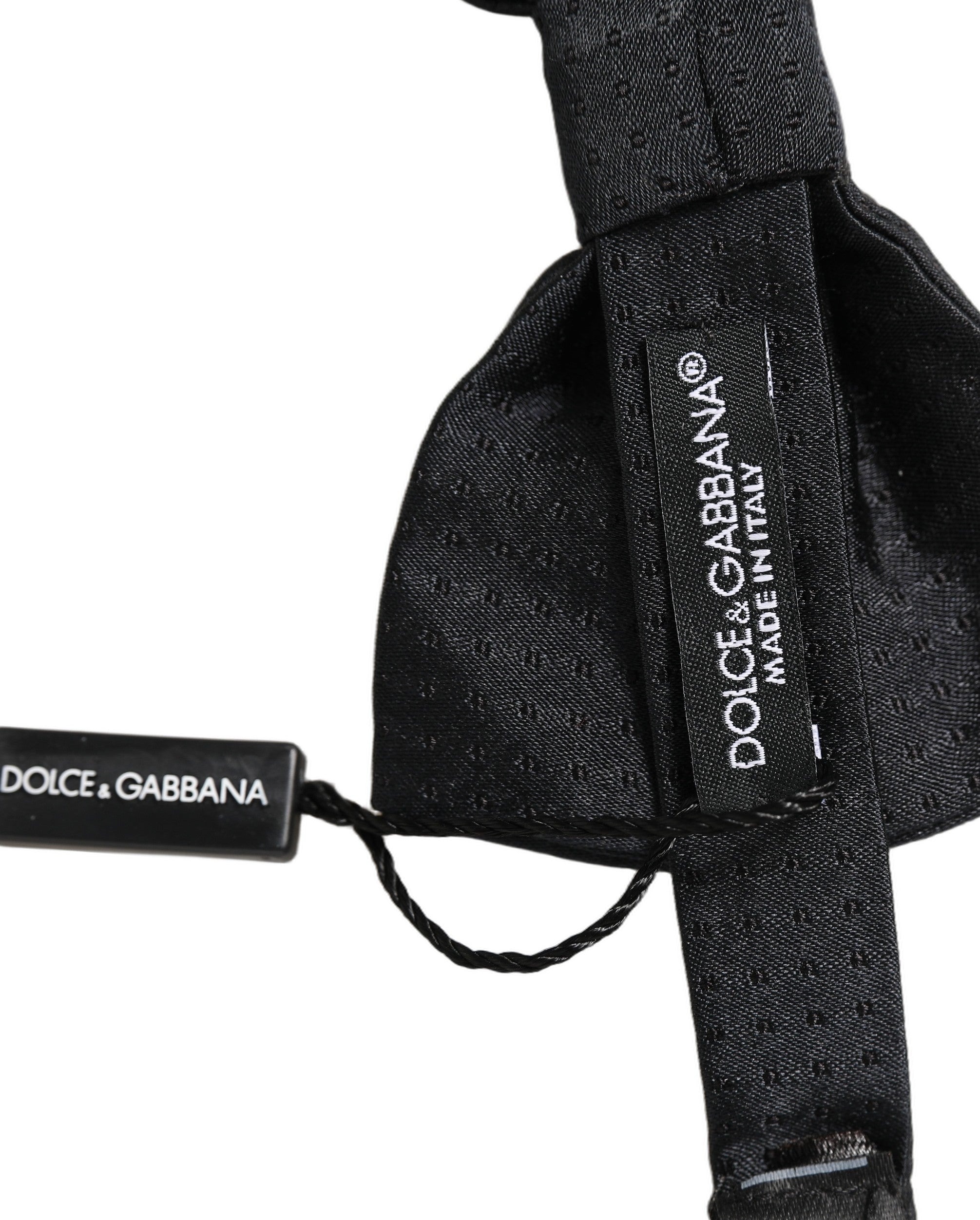 Dolce & Gabbana Herren Schwarze 100% Seide Verstellbare Krawatte Fliege