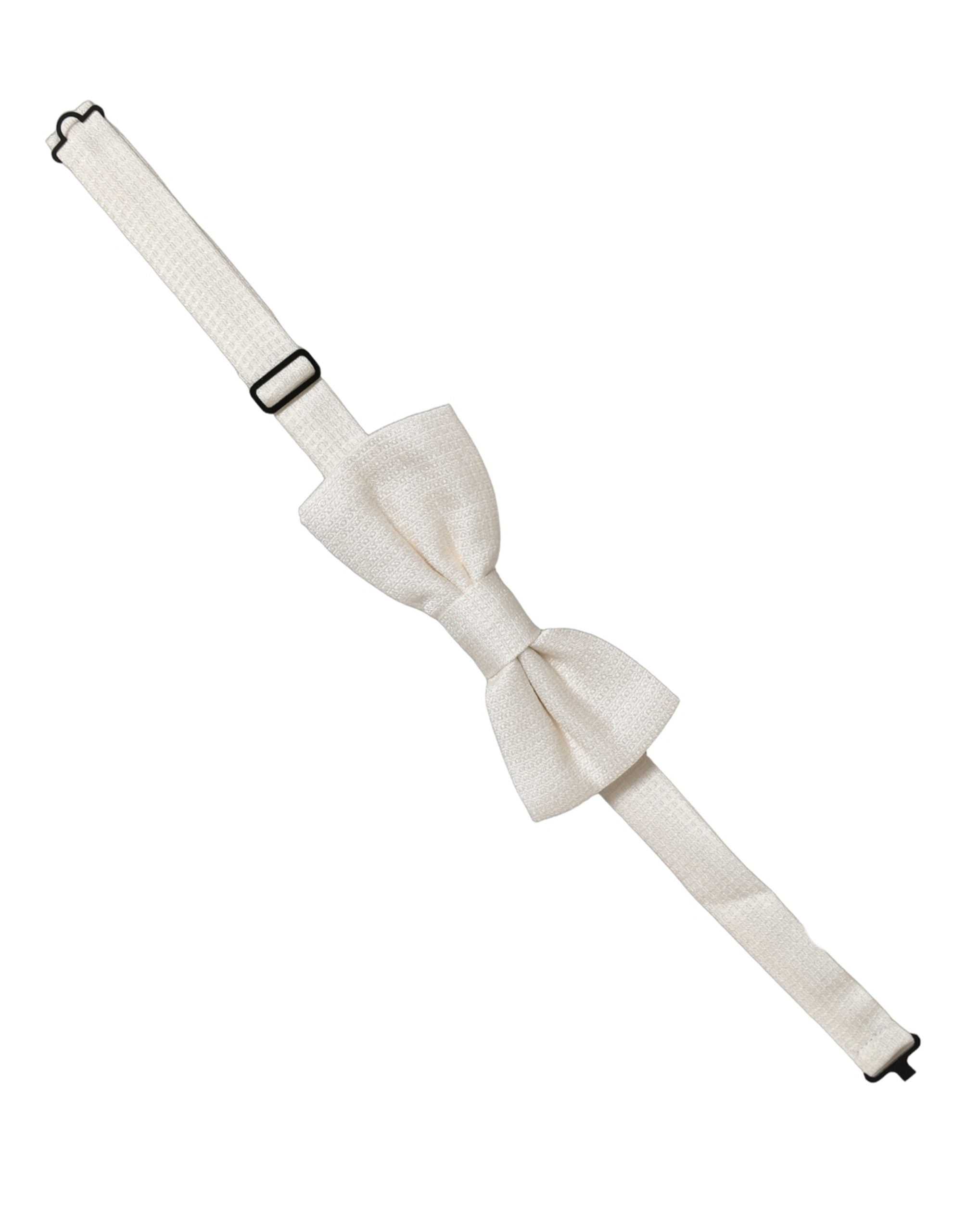 Dolce & Gabbana Herren Fliege aus Seide in Off-White, verstellbar
