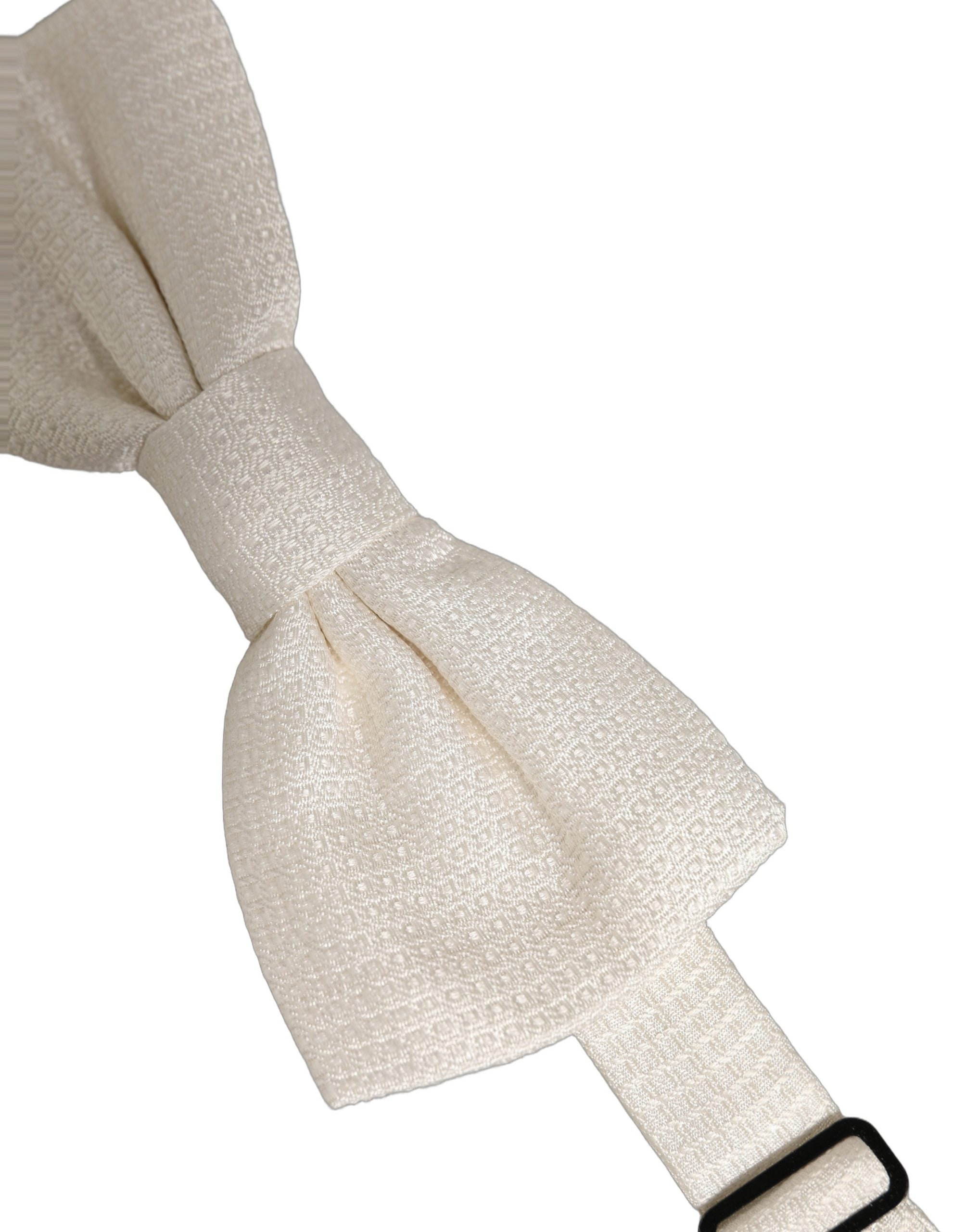 Dolce & Gabbana Herren Fliege aus Seide in Off-White, verstellbar