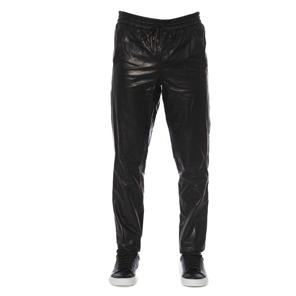 Trussardi Schwarze Herrenhose aus Lammleder