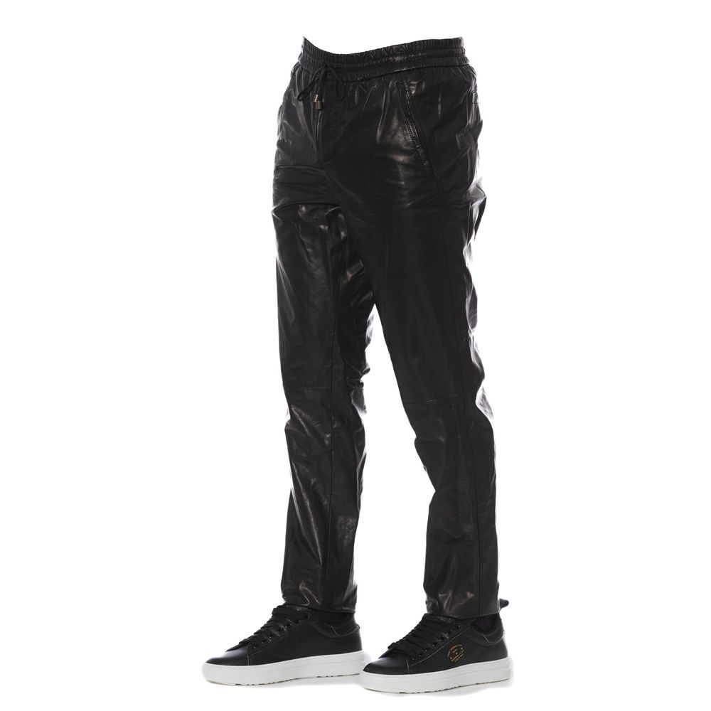 Trussardi Schwarze Herrenhose aus Lammleder