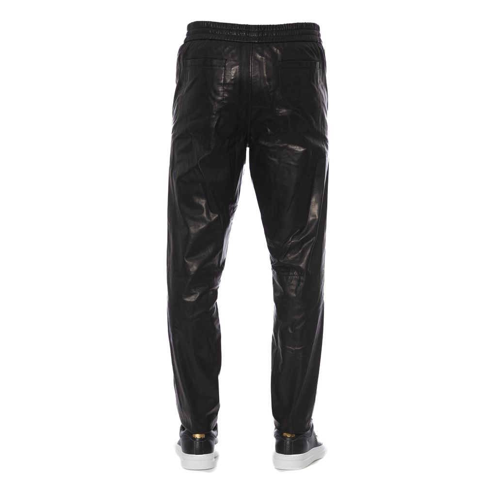 Trussardi Schwarze Herrenhose aus Lammleder