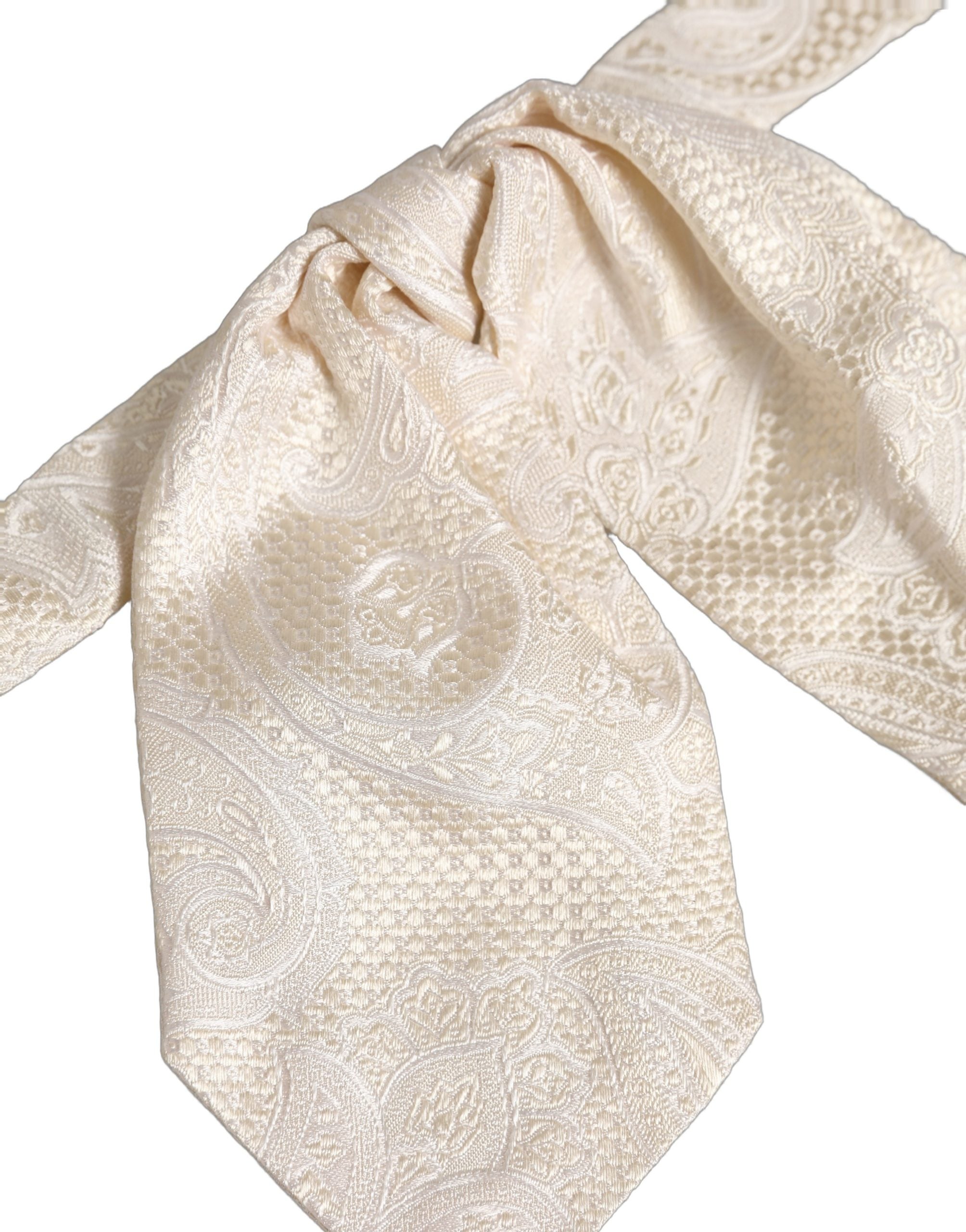 Dolce & Gabbana Herren Fliege Elfenbein Paisley Seide Verstellbar
