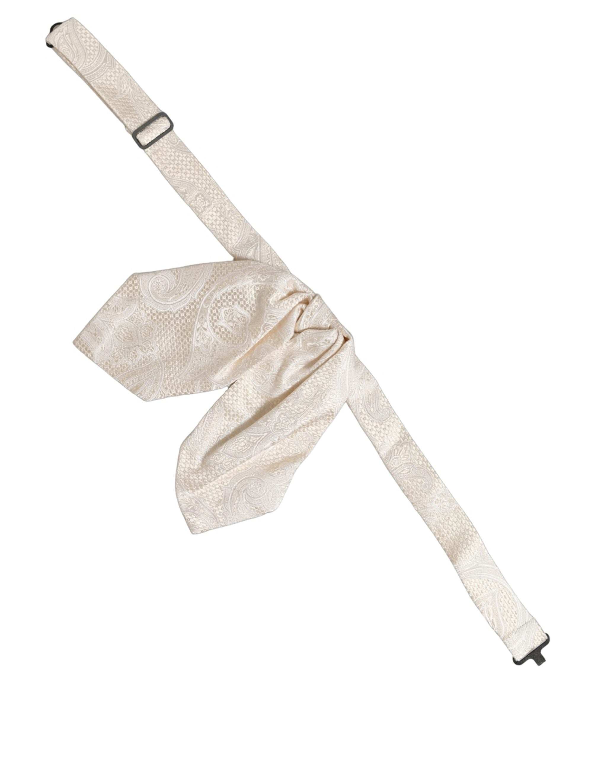 Dolce & Gabbana Herren Fliege Elfenbein Paisley Seide Verstellbar