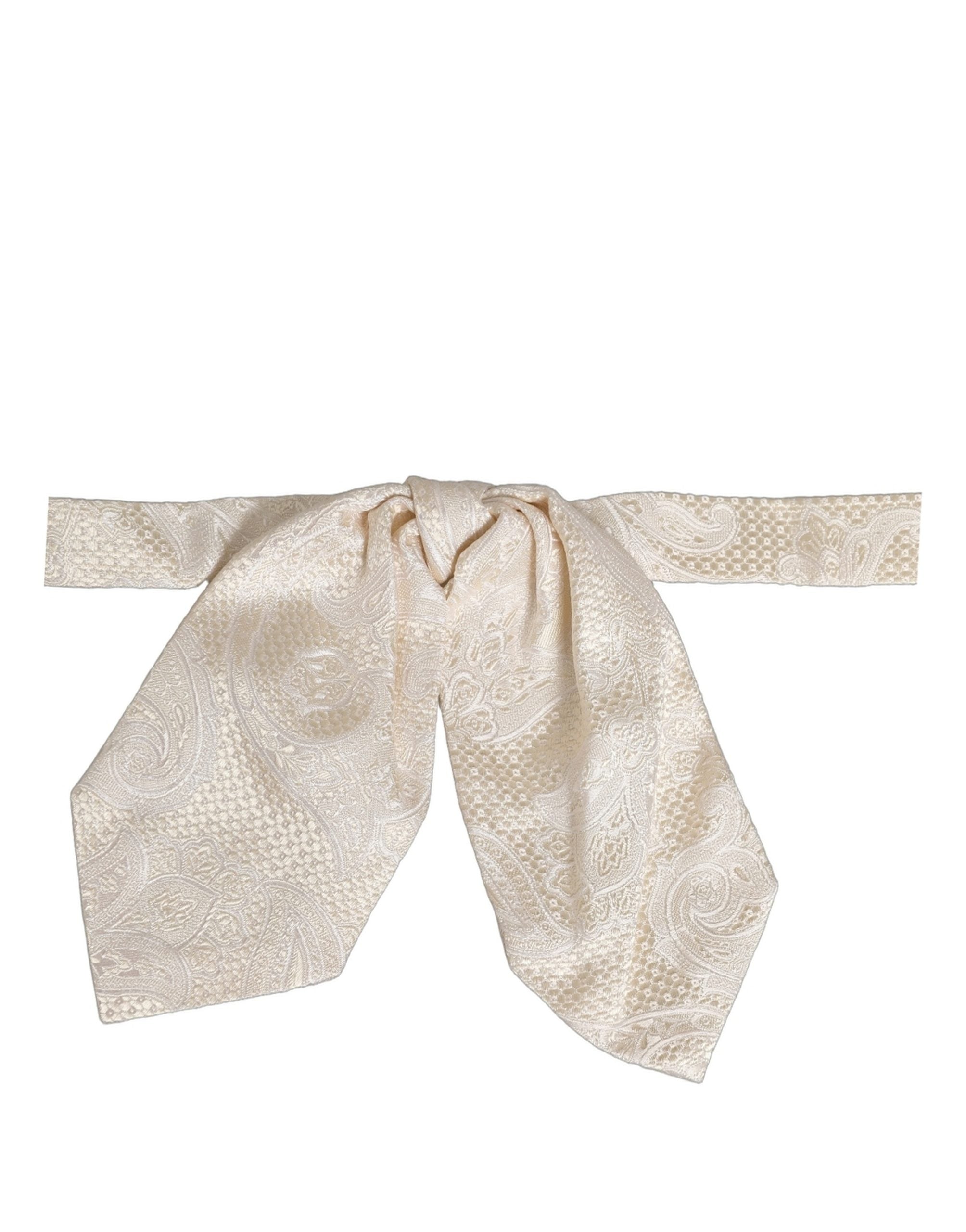 Dolce & Gabbana Herren Fliege Elfenbein Paisley Seide Verstellbar