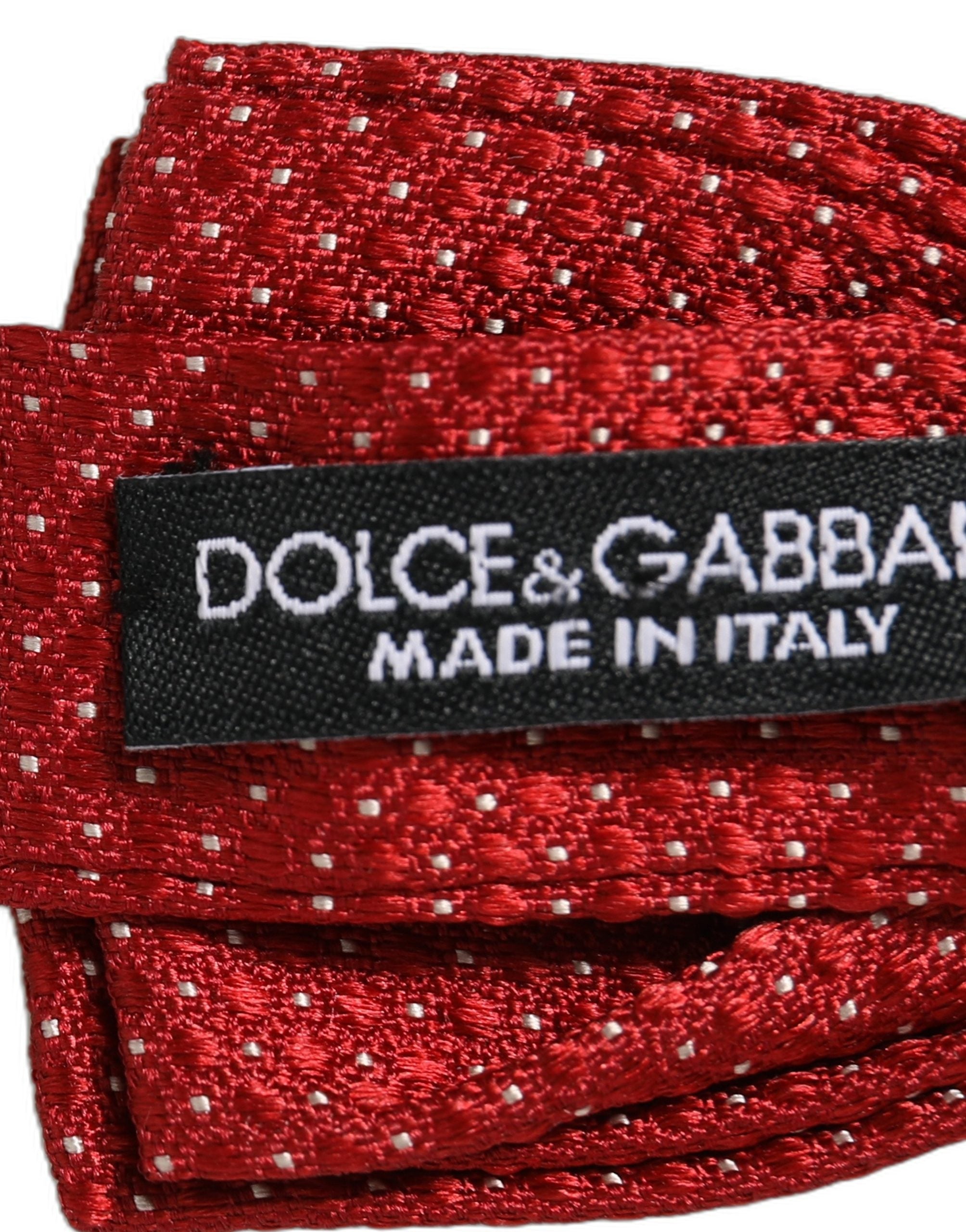 Dolce & Gabbana Herren Fliege mit roten Tupfen aus Seide, verstellbar