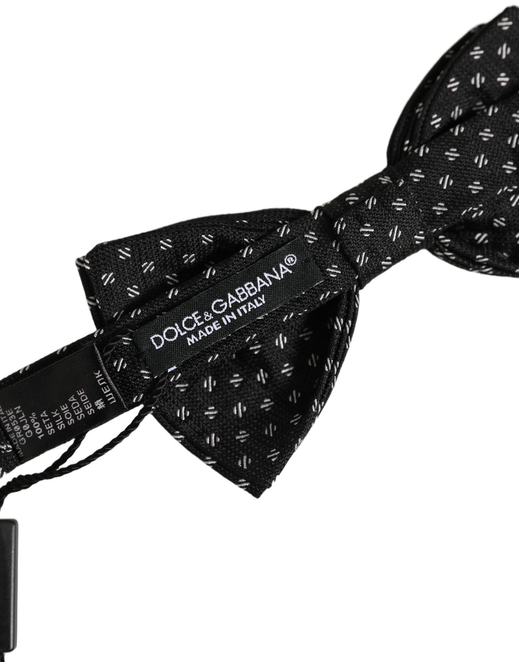 Dolce & Gabbana Herren Schwarze Gemusterte Verstellbare Hals-Papillon-Fliege