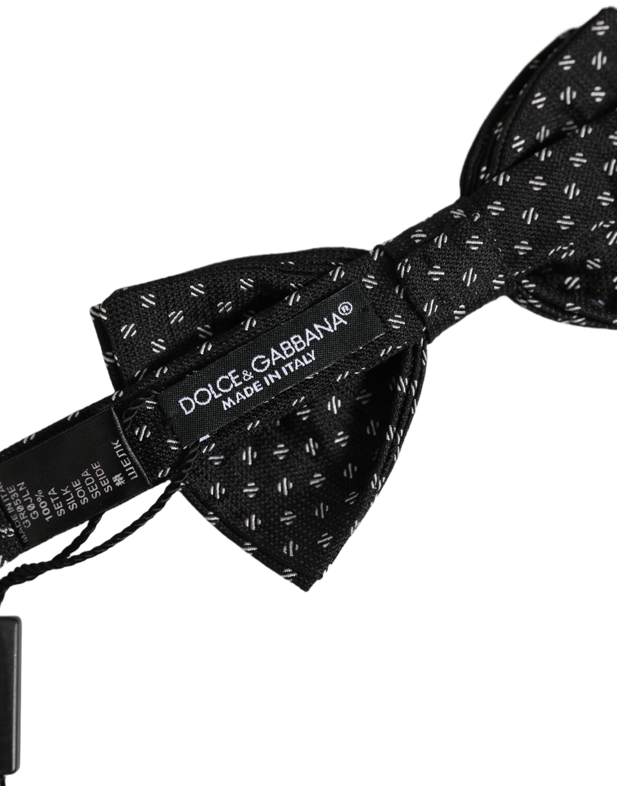 Dolce & Gabbana Herren Schwarze Gemusterte Verstellbare Hals-Papillon-Fliege