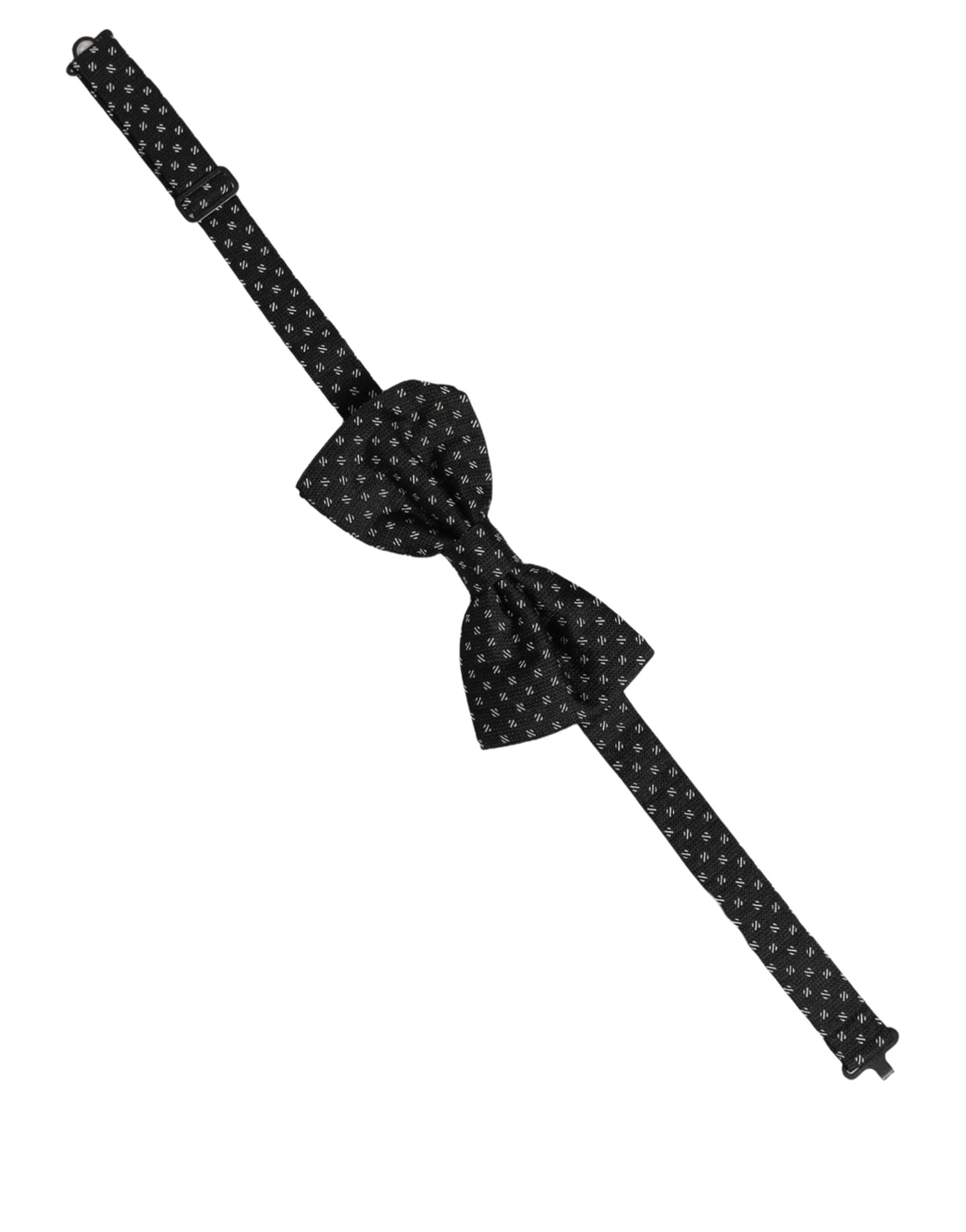 Dolce & Gabbana Herren Schwarze Gemusterte Verstellbare Hals-Papillon-Fliege